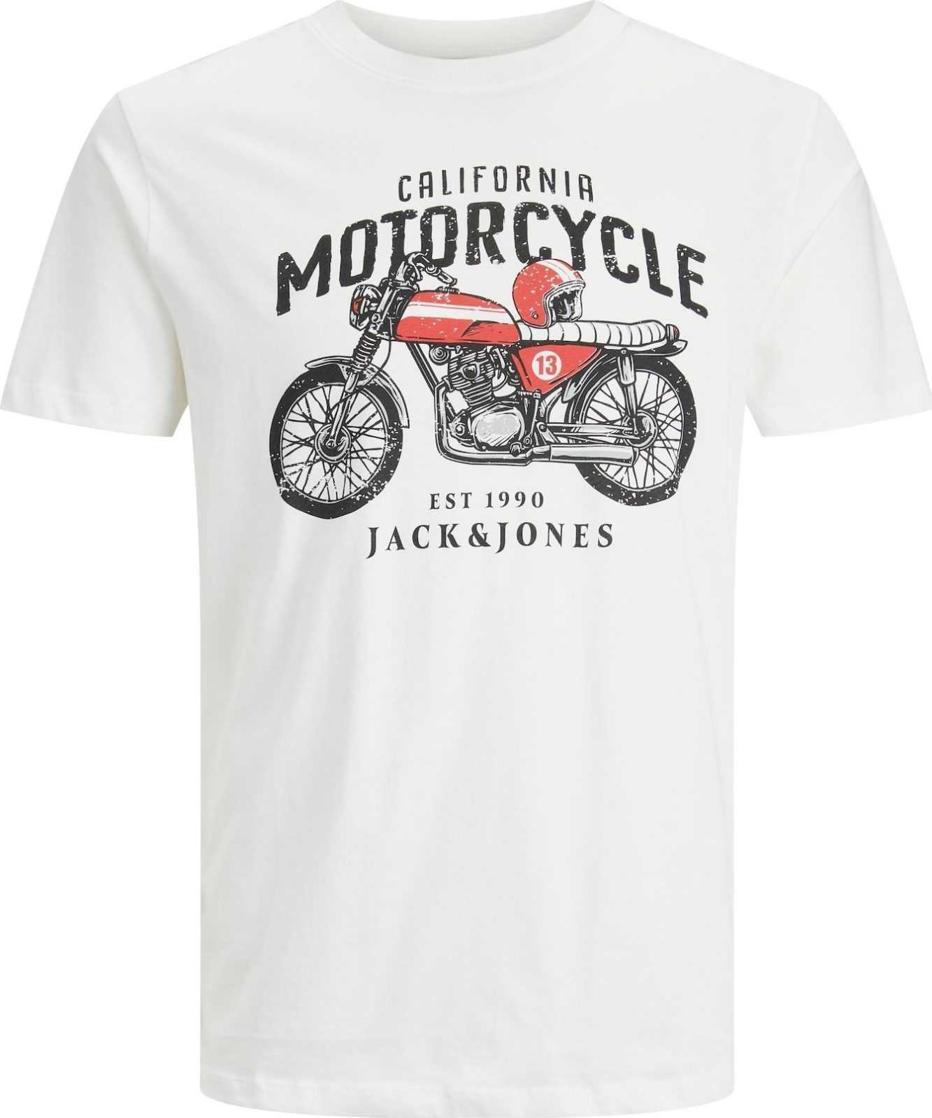 JACK & JONES Tričko červená / černá / bílá