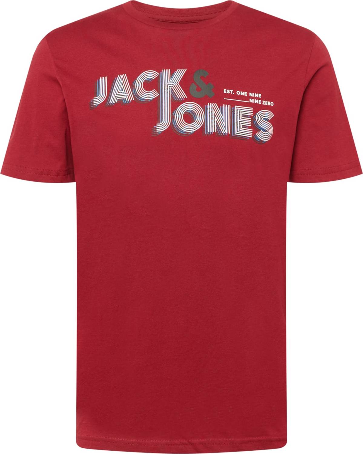 JACK & JONES Tričko 'FRIDAY' modrá / bordó / bílá