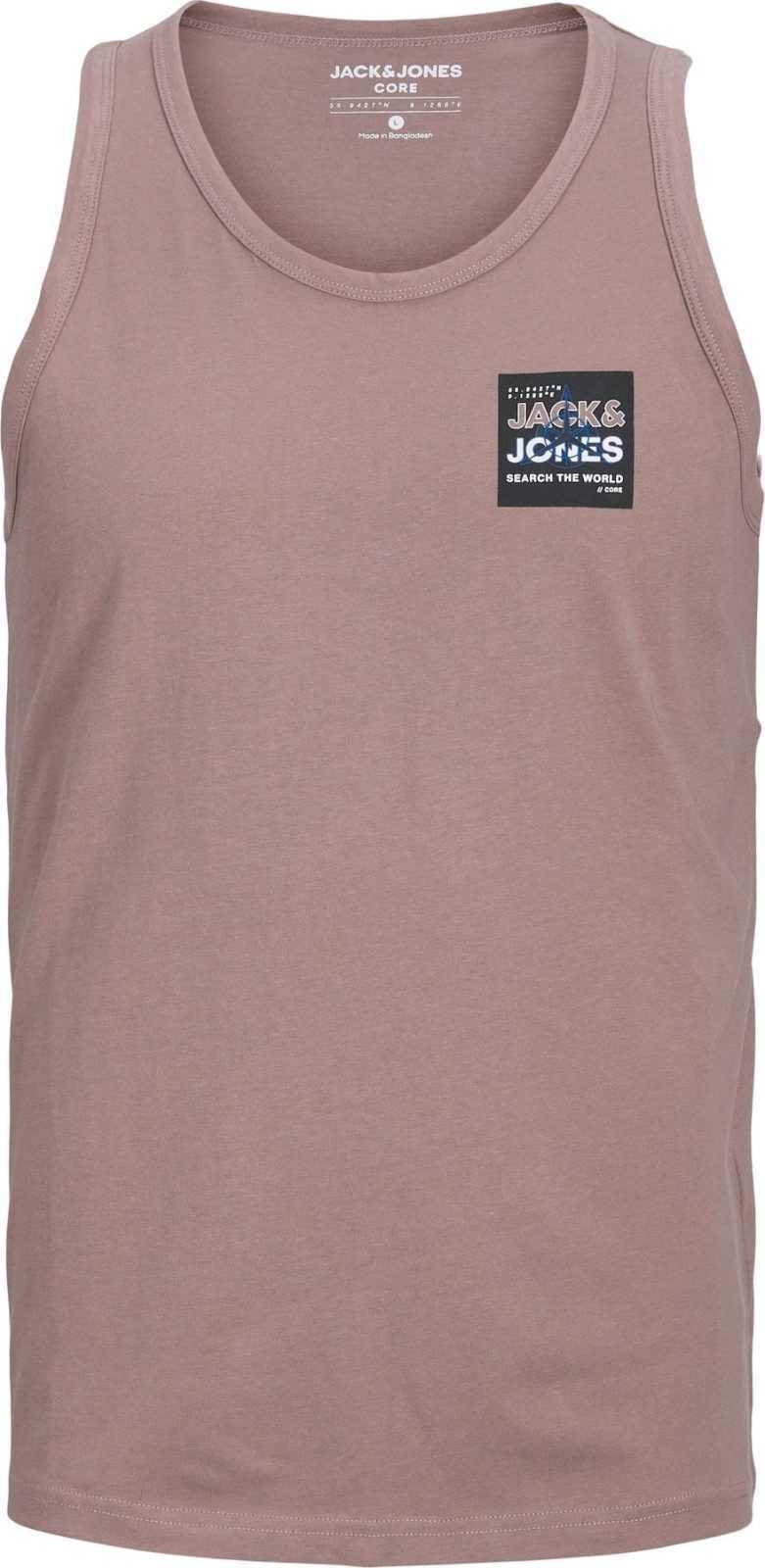 JACK & JONES Tričko 'HUNT' šedobéžová / bledě fialová / černá / bílá