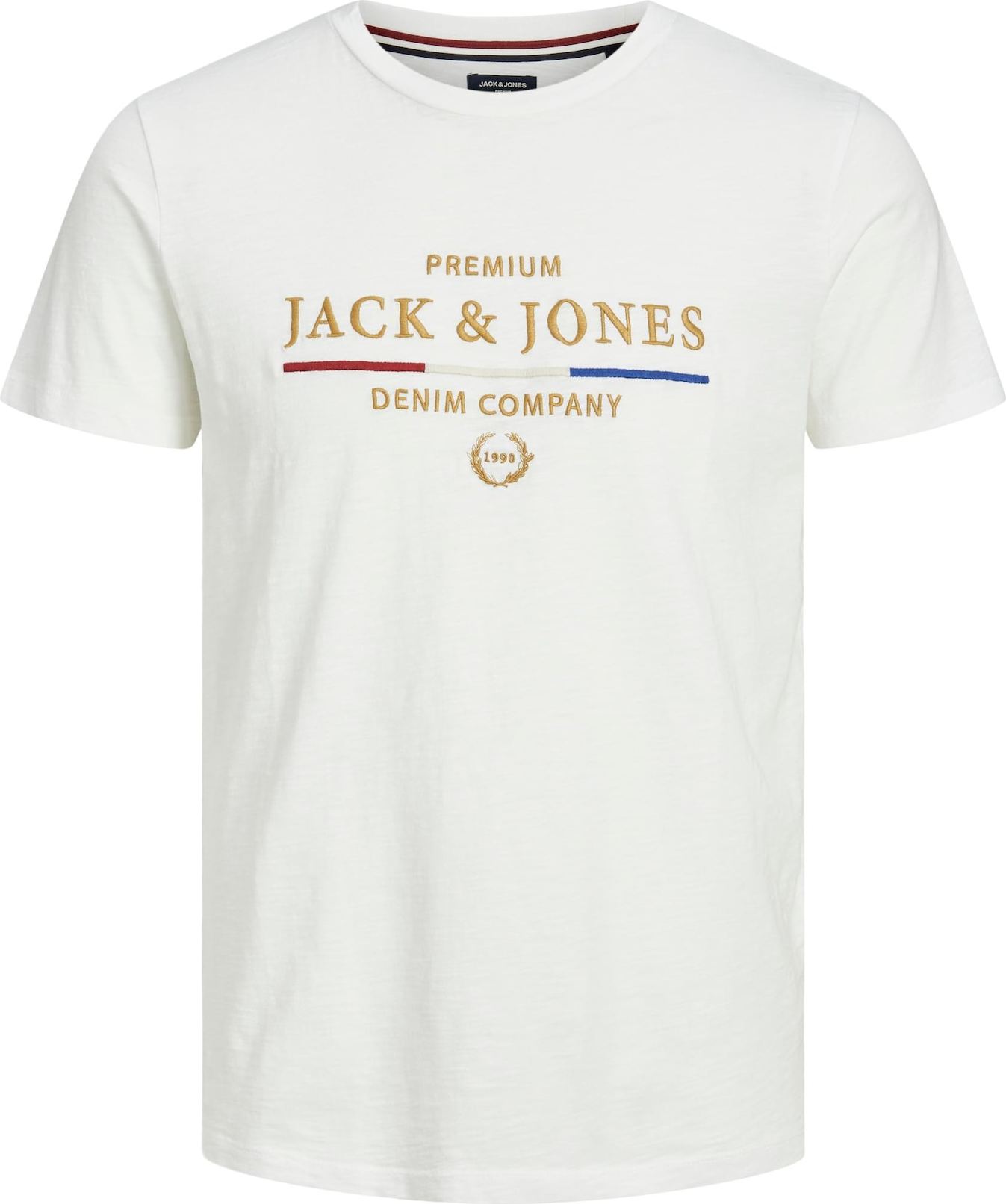 JACK & JONES Tričko marine modrá / zlatě žlutá / krvavě červená / bílá