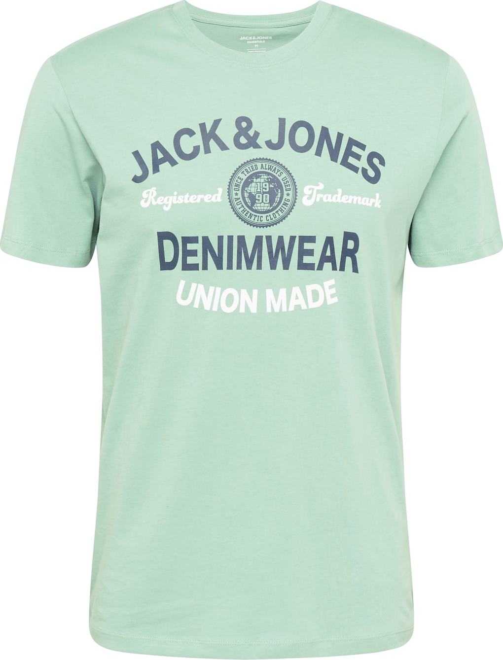 JACK & JONES Tričko námořnická modř / mátová / bílá