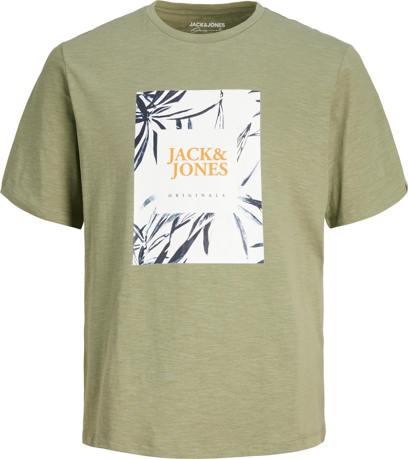 JACK & JONES Tričko olivová / oranžová / černá / bílá