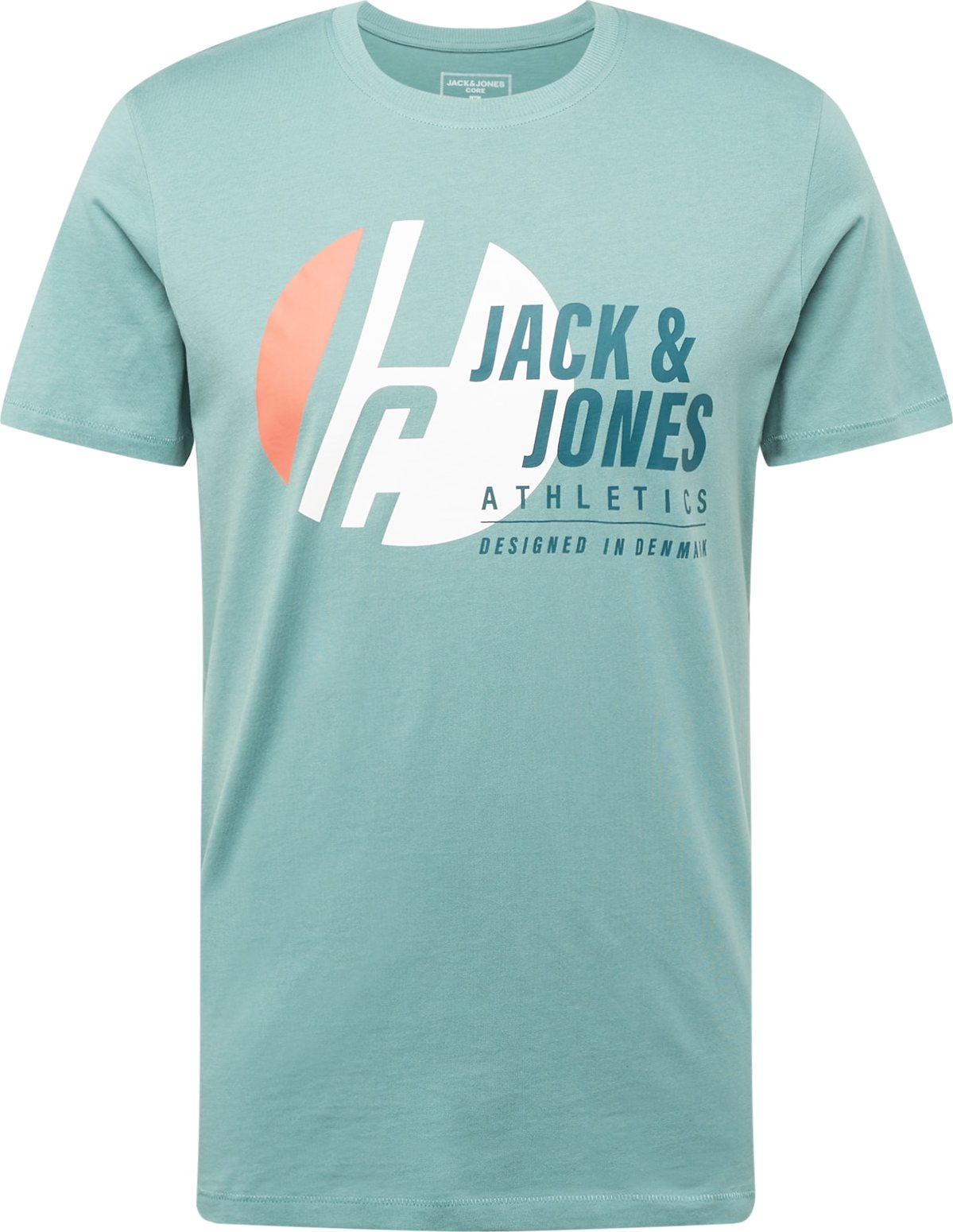 JACK & JONES Tričko 'SPRING' tyrkysová / tmavě modrá / lososová / bílá