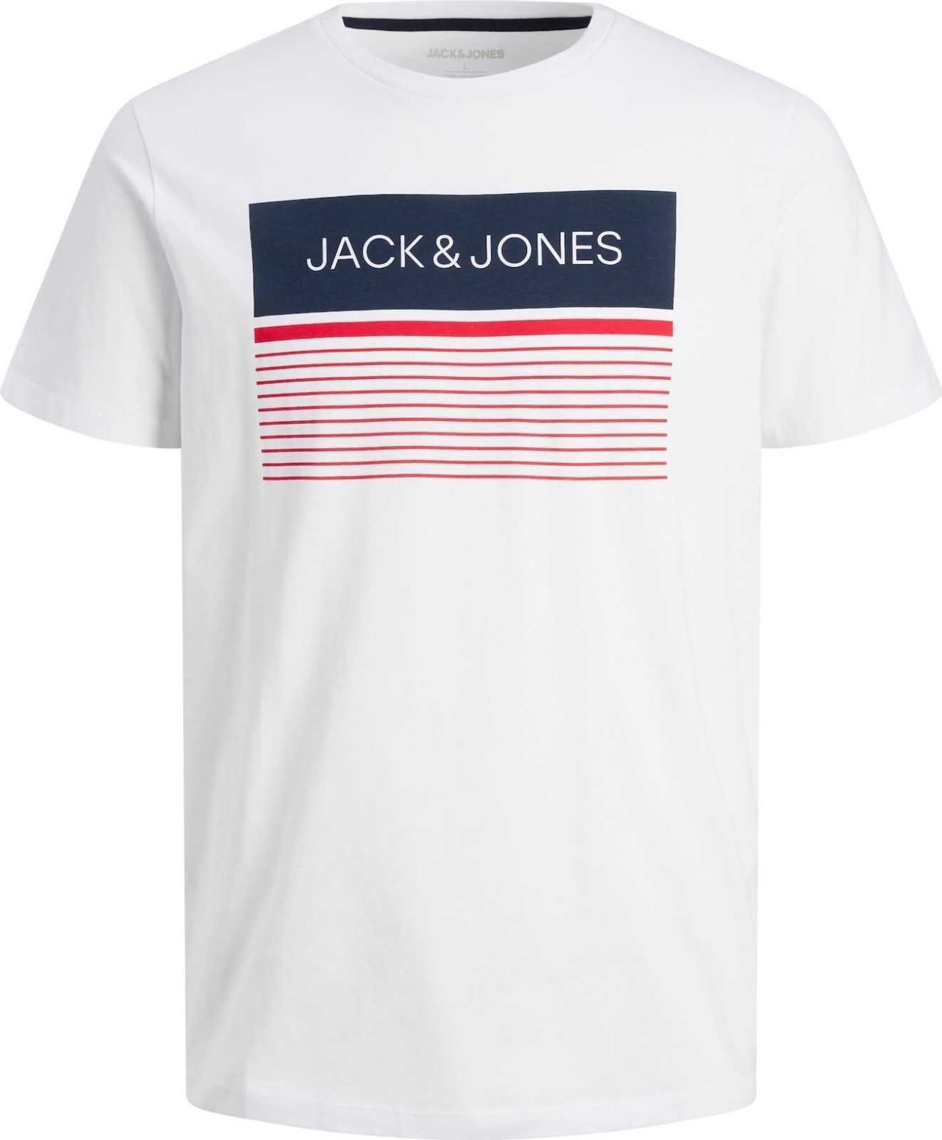 JACK & JONES Tričko 'TRAVIS' tmavě modrá / červená / offwhite