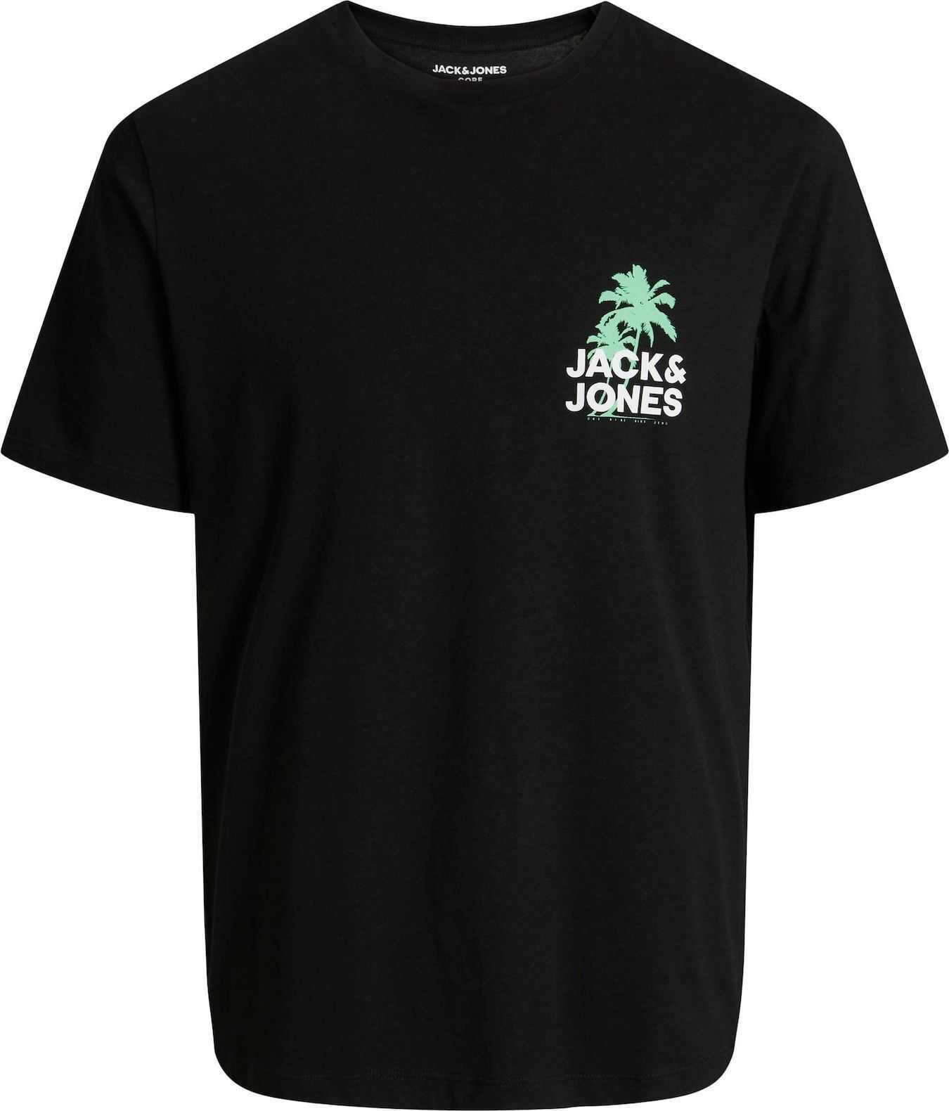 JACK & JONES Tričko 'WAVY' zelená / černá / bílá