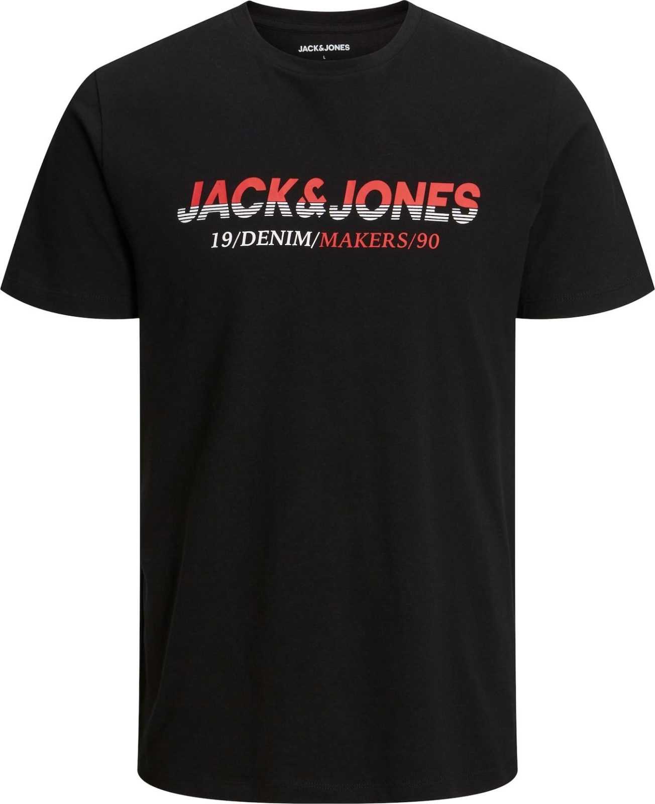 JACK & JONES Tričko 'Work' světle červená / černá / bílá