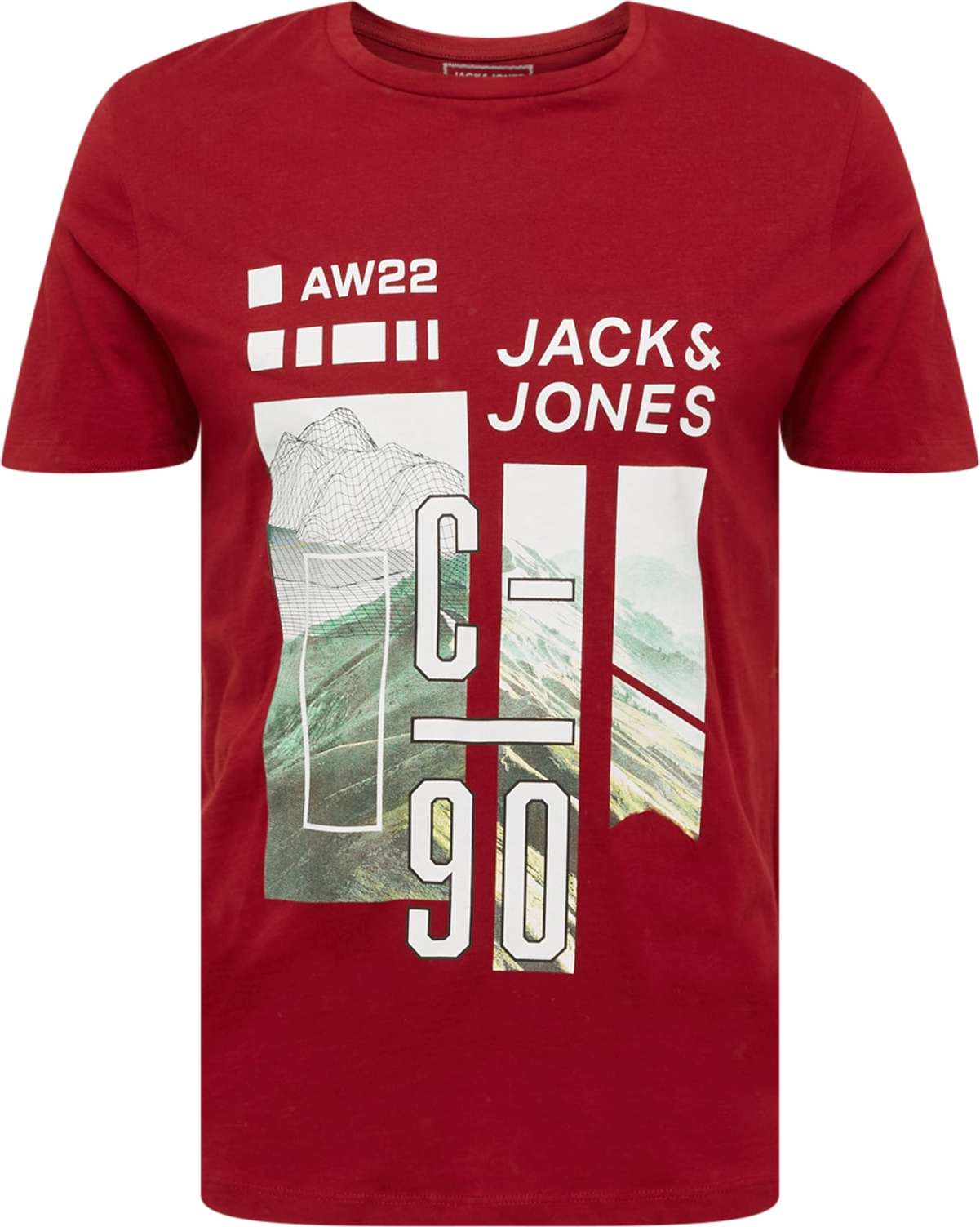 JACK & JONES Tričko zelená / bordó / bílá