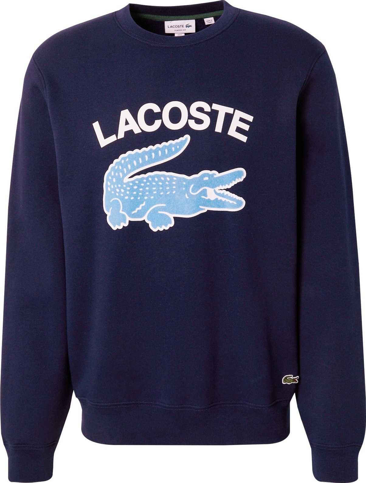 LACOSTE Mikina námořnická modř / světlemodrá / bílá