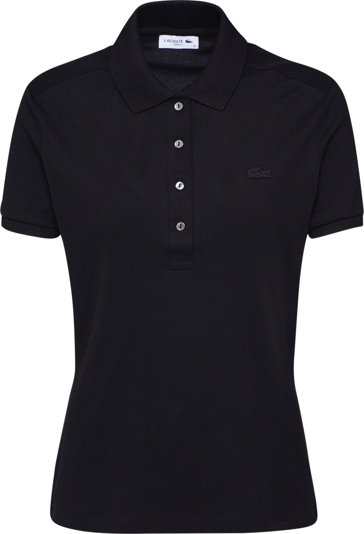 LACOSTE Tričko 'CHEMISE COL BORD-COTES MA' černá