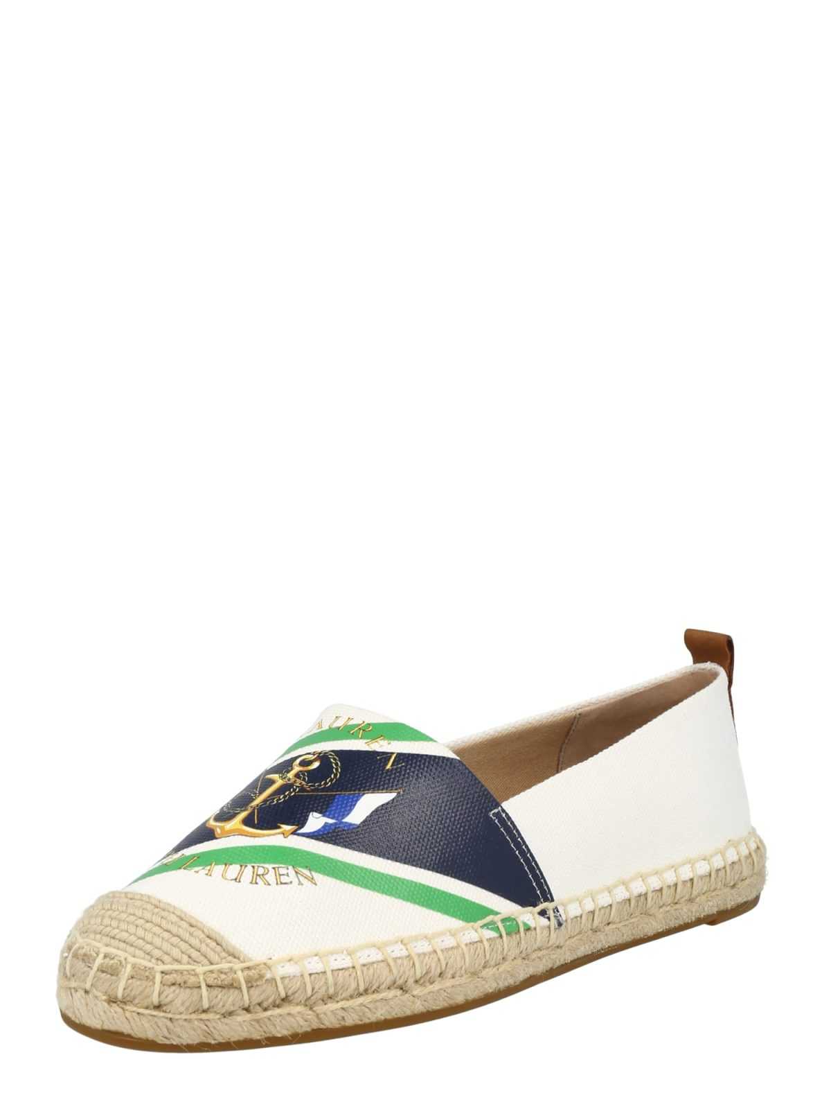 Lauren Ralph Lauren Espadrilky krémová / námořnická modř / zlatá / zelená