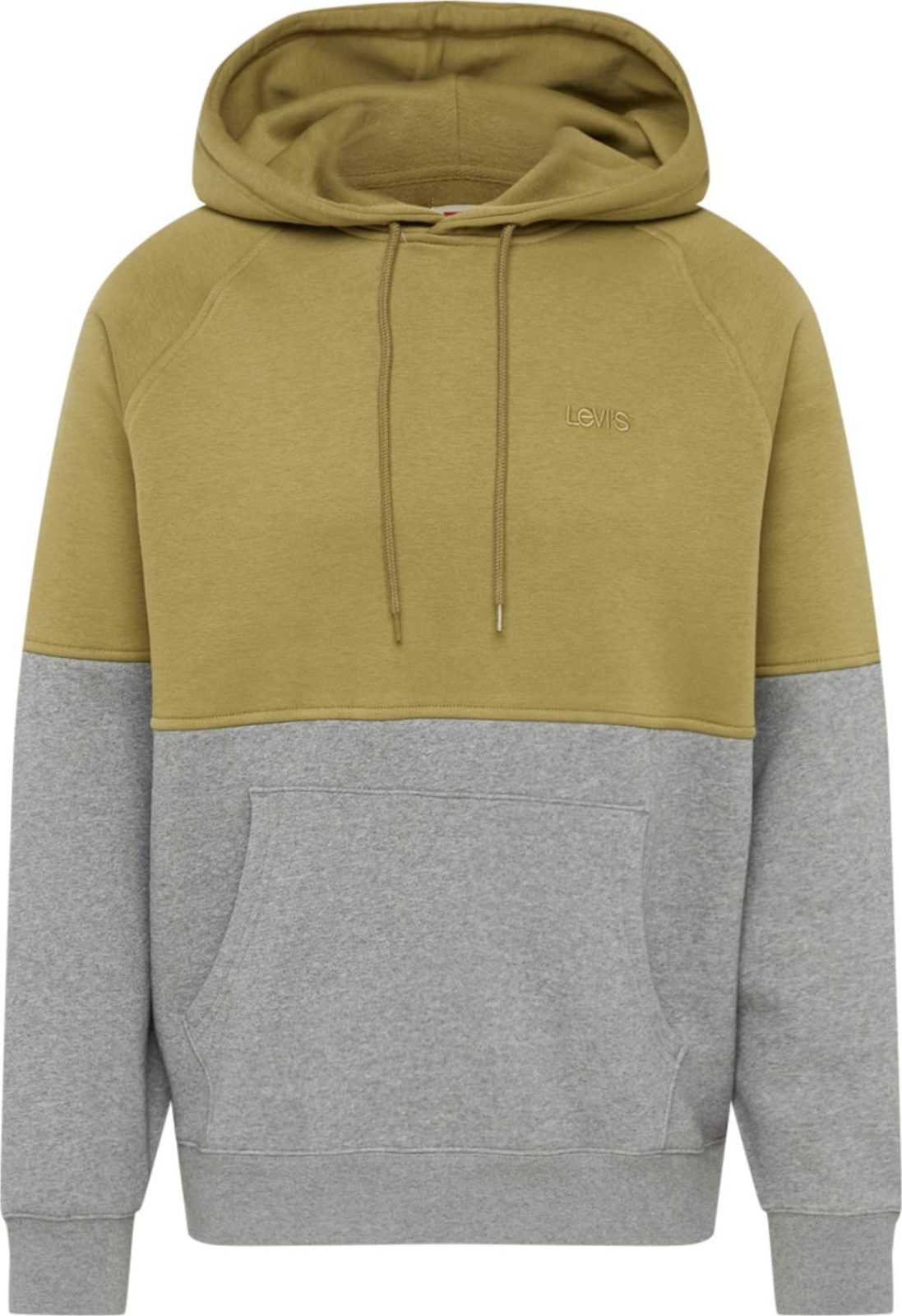 LEVI'S Mikina 'VARSITY HOODIE MULTI-COLOR' šedý melír / olivová