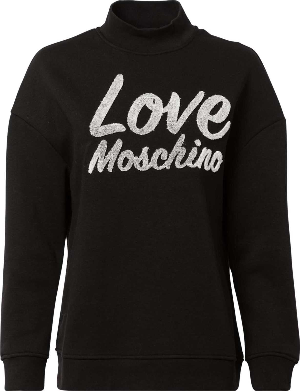 Love Moschino Mikina 'FELPA' černá / bílá