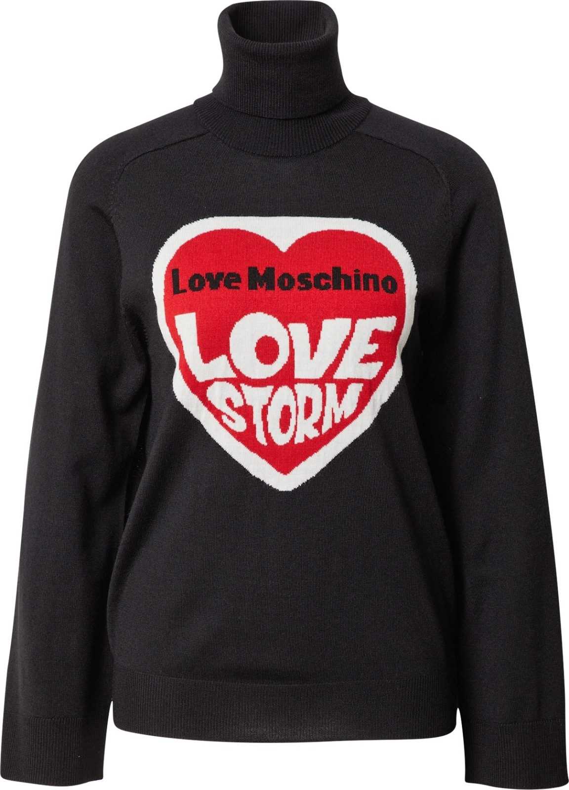 Love Moschino Svetr 'MAGLIA' červená / černá / bílá