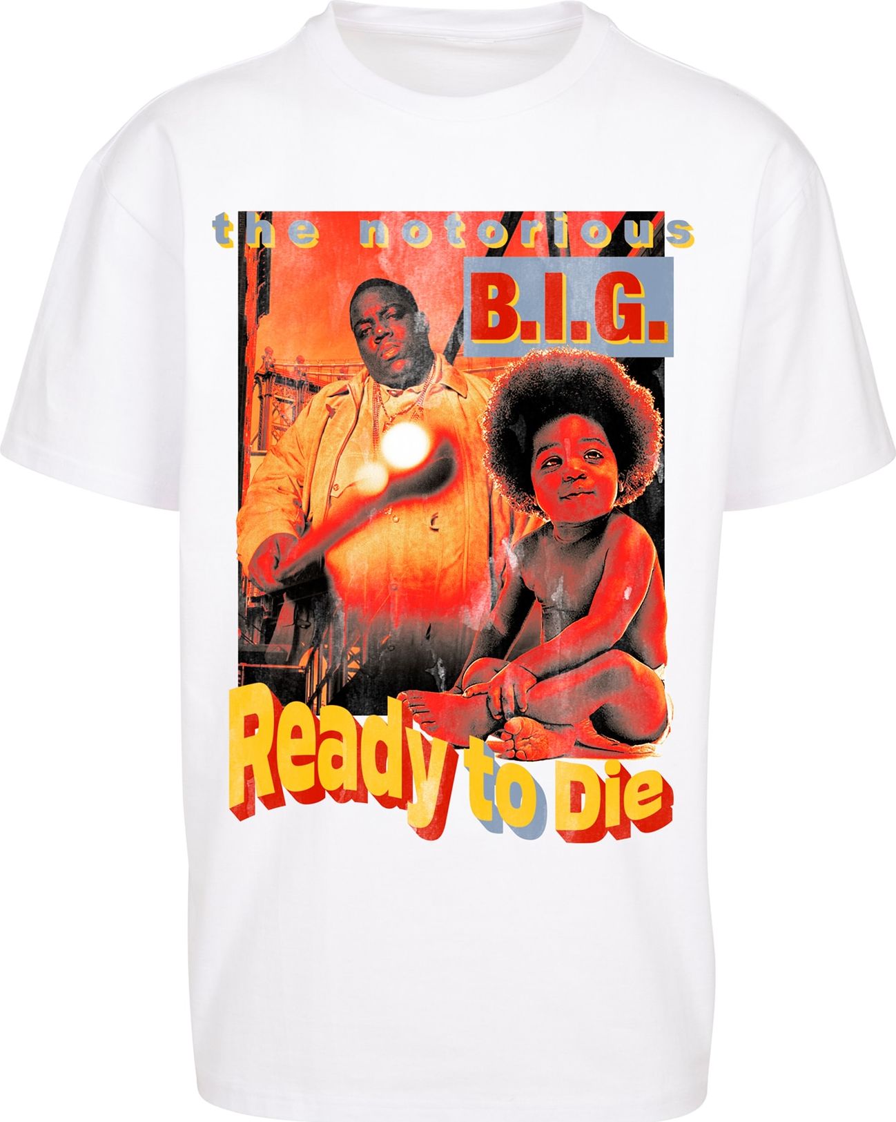 Mister Tee Tričko 'Biggie Ready To Die' pastelová modrá / žlutá / červená / černá / bílá