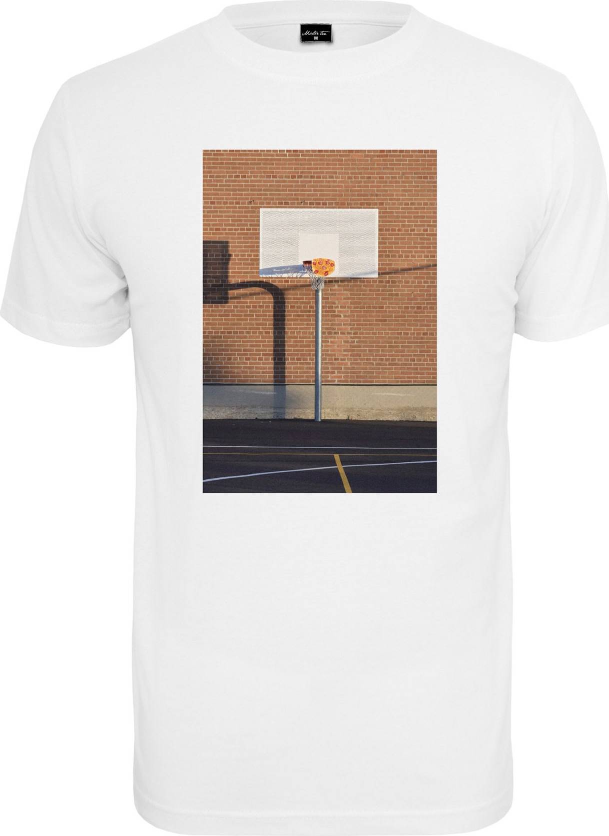 Mister Tee Tričko 'Pizza Basketball Court' hnědá / hořčicová / kámen / černá / bílá