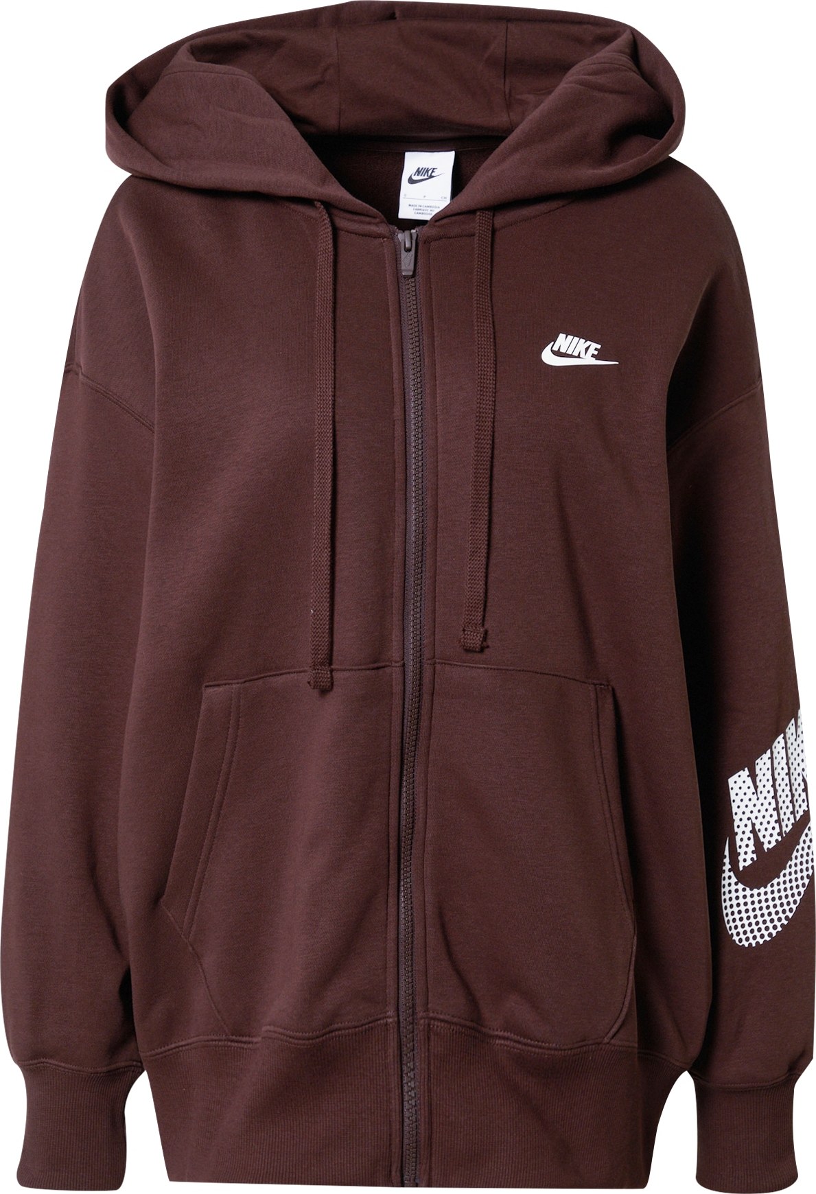 Nike Sportswear Mikina tmavě hnědá / bílá