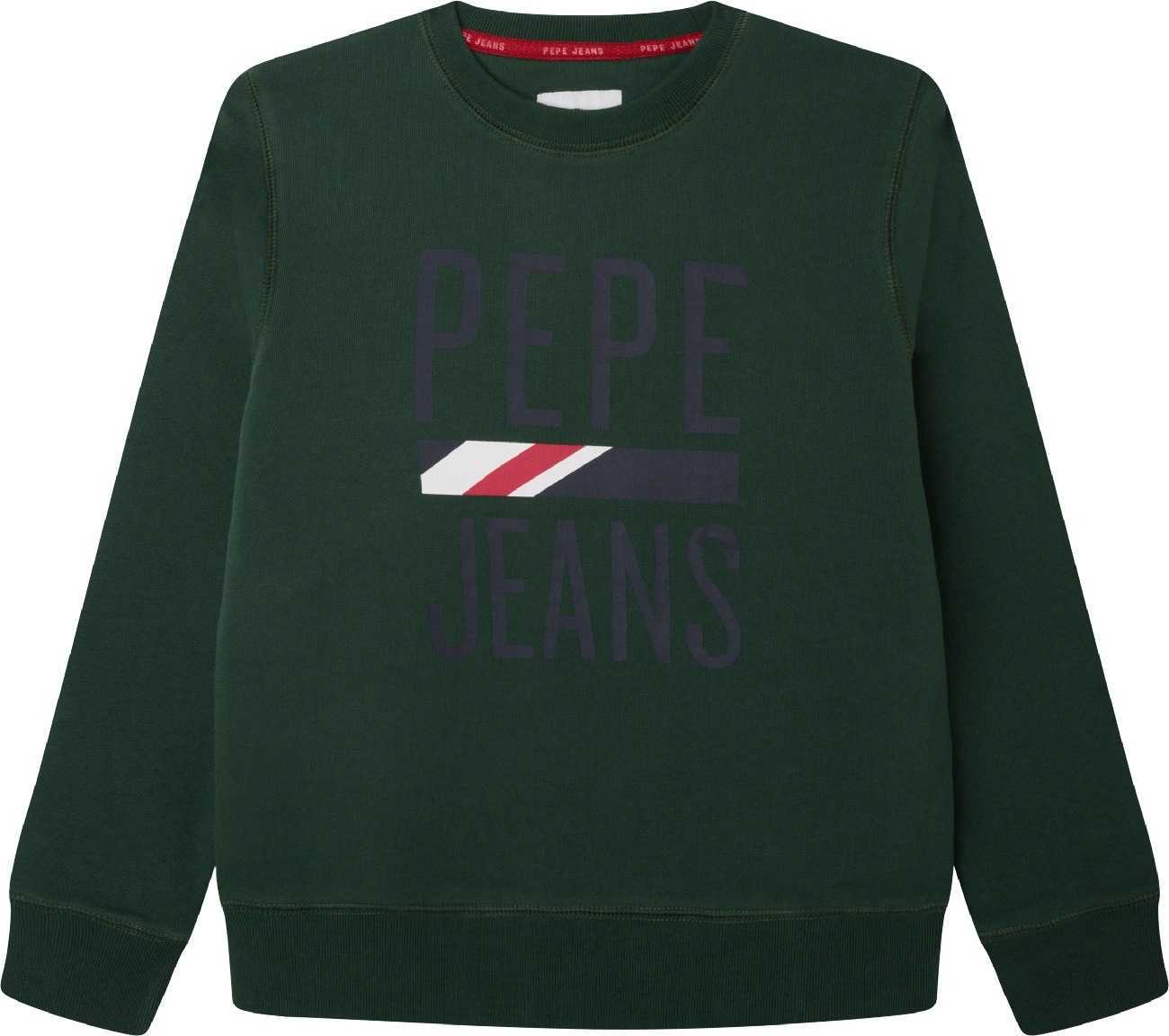 Pepe Jeans Mikina 'Otis' tmavě zelená / lenvandulová / červená / bílá