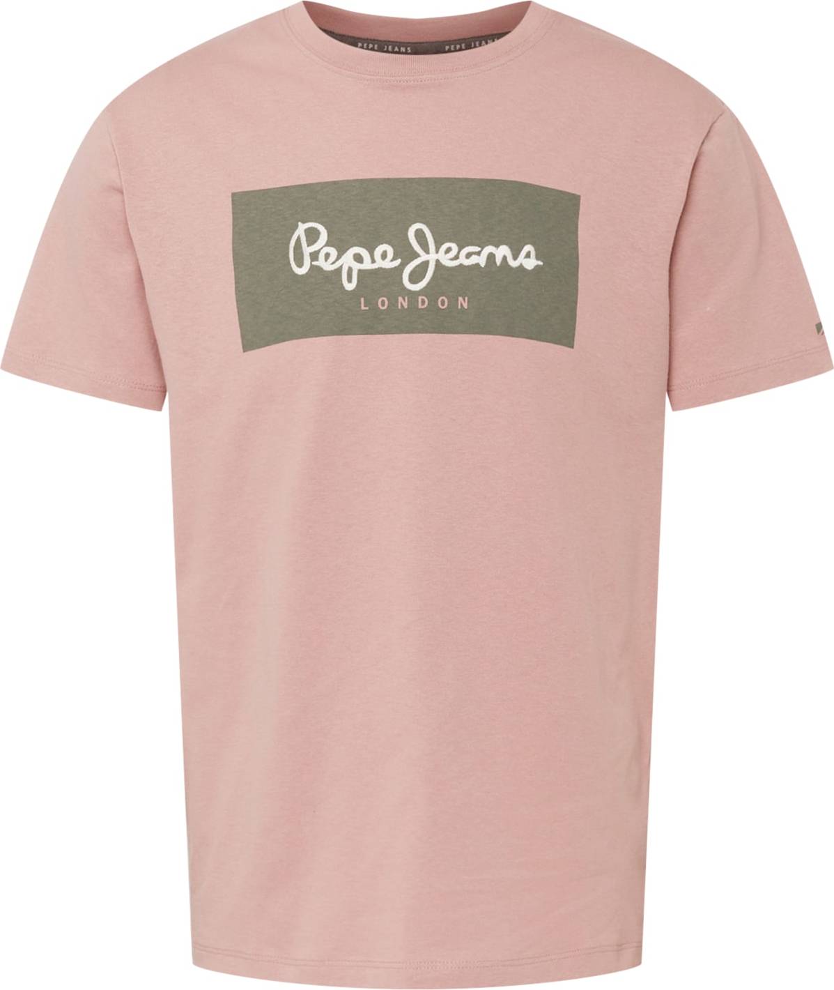 Pepe Jeans Tričko 'AARON' khaki / růžová / bílá