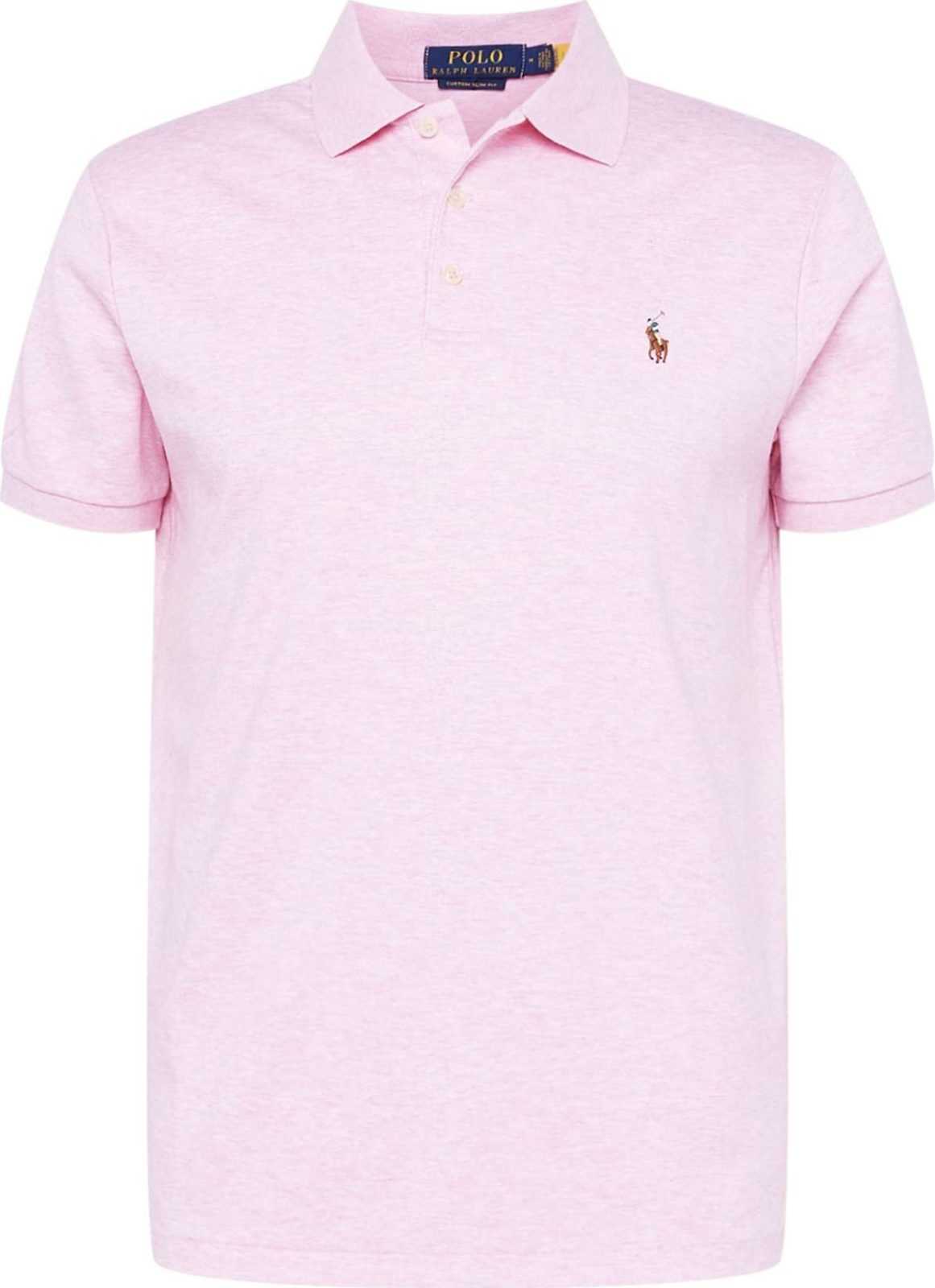 Polo Ralph Lauren Tričko hnědá / růžový melír