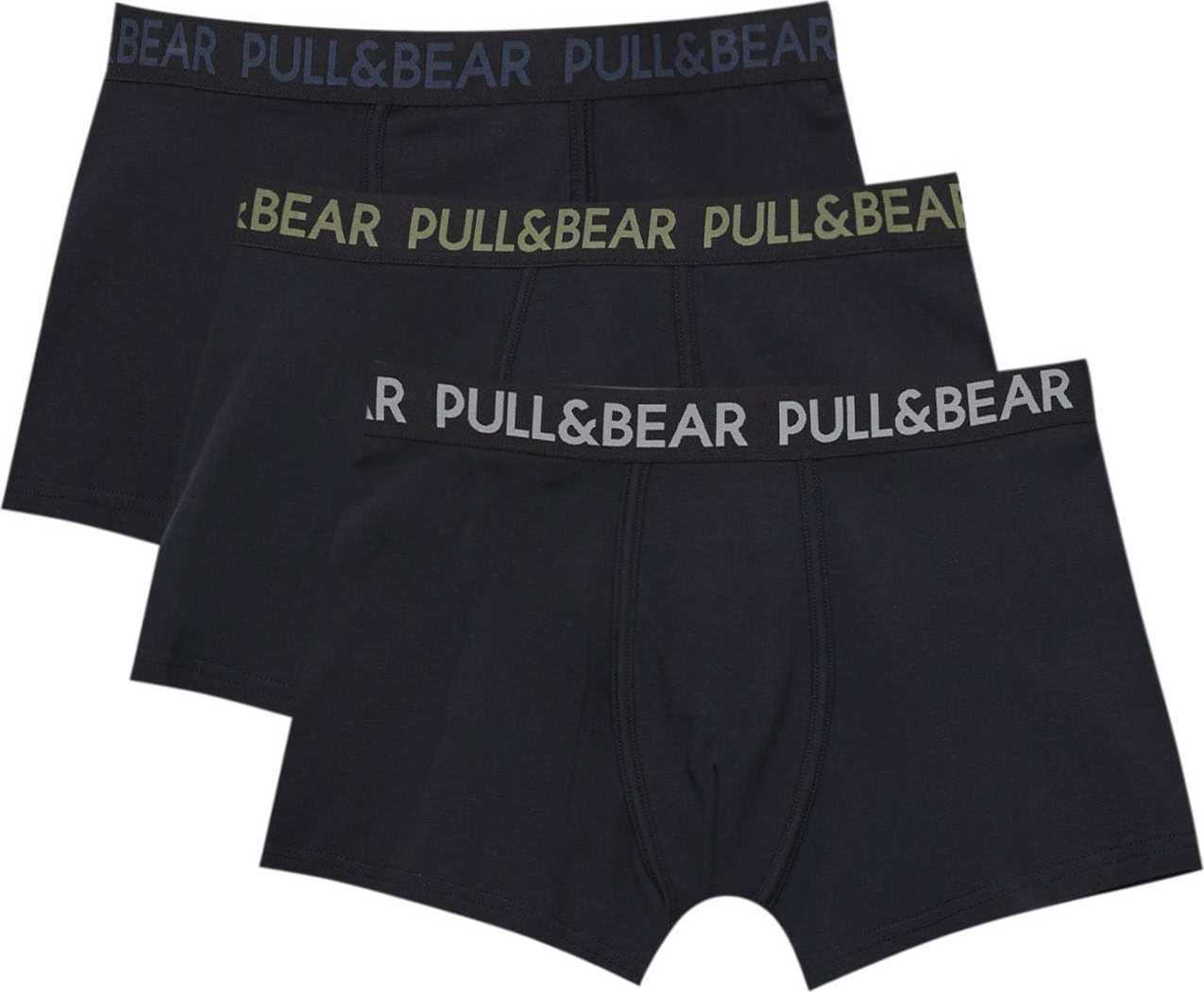 Pull&Bear Boxerky námořnická modř / šedobéžová / černá / bílá