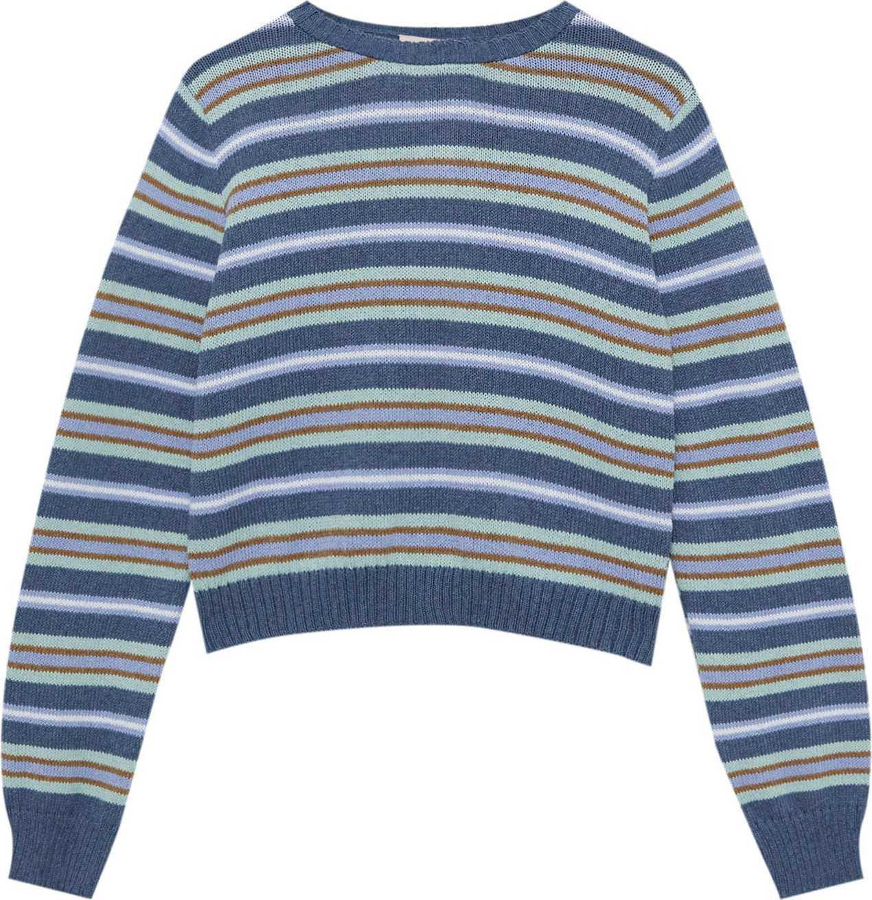 Pull&Bear Svetr marine modrá / světlemodrá / světle hnědá / bílá