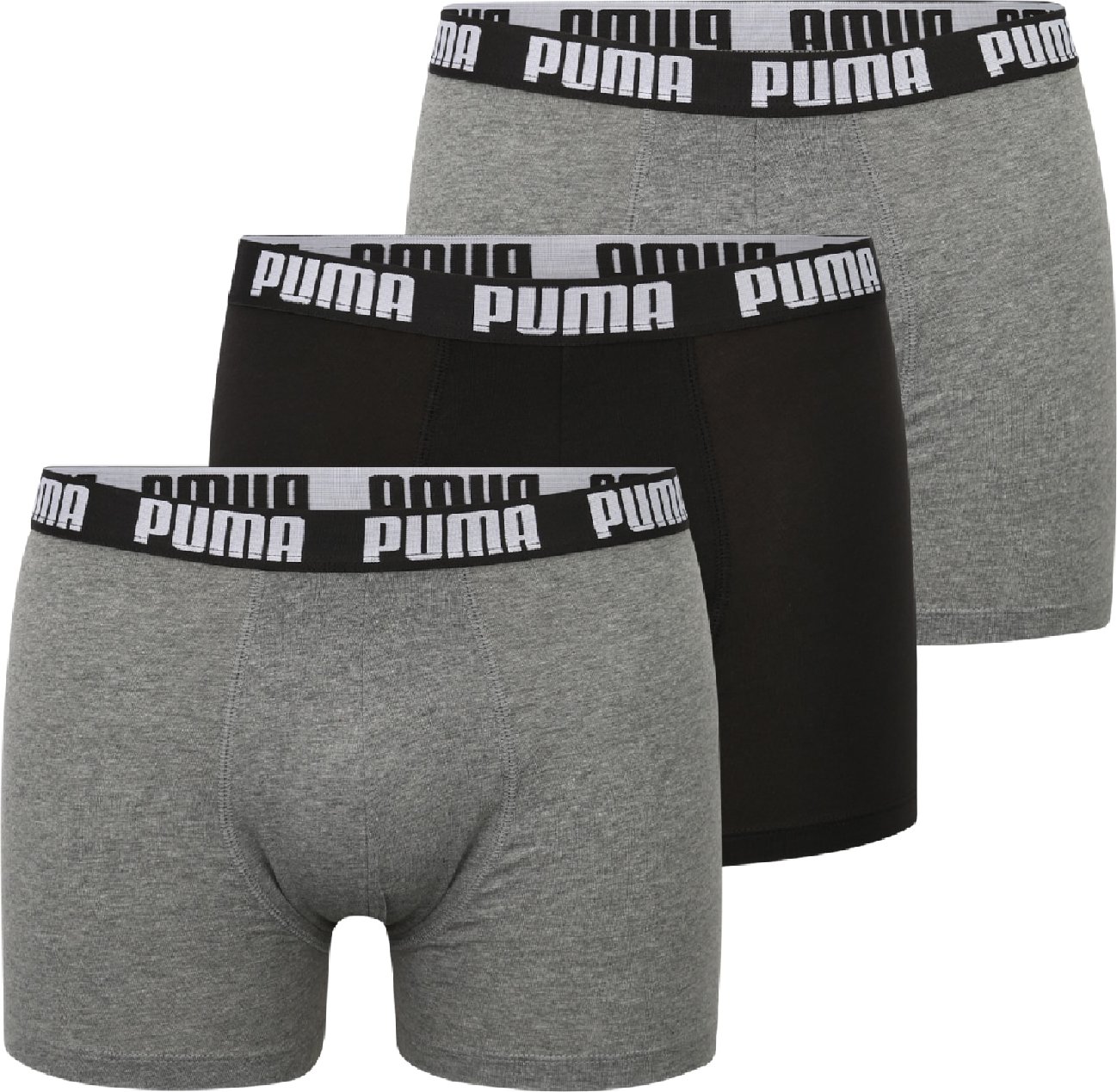 PUMA Boxerky antracitová / šedý melír / bílá