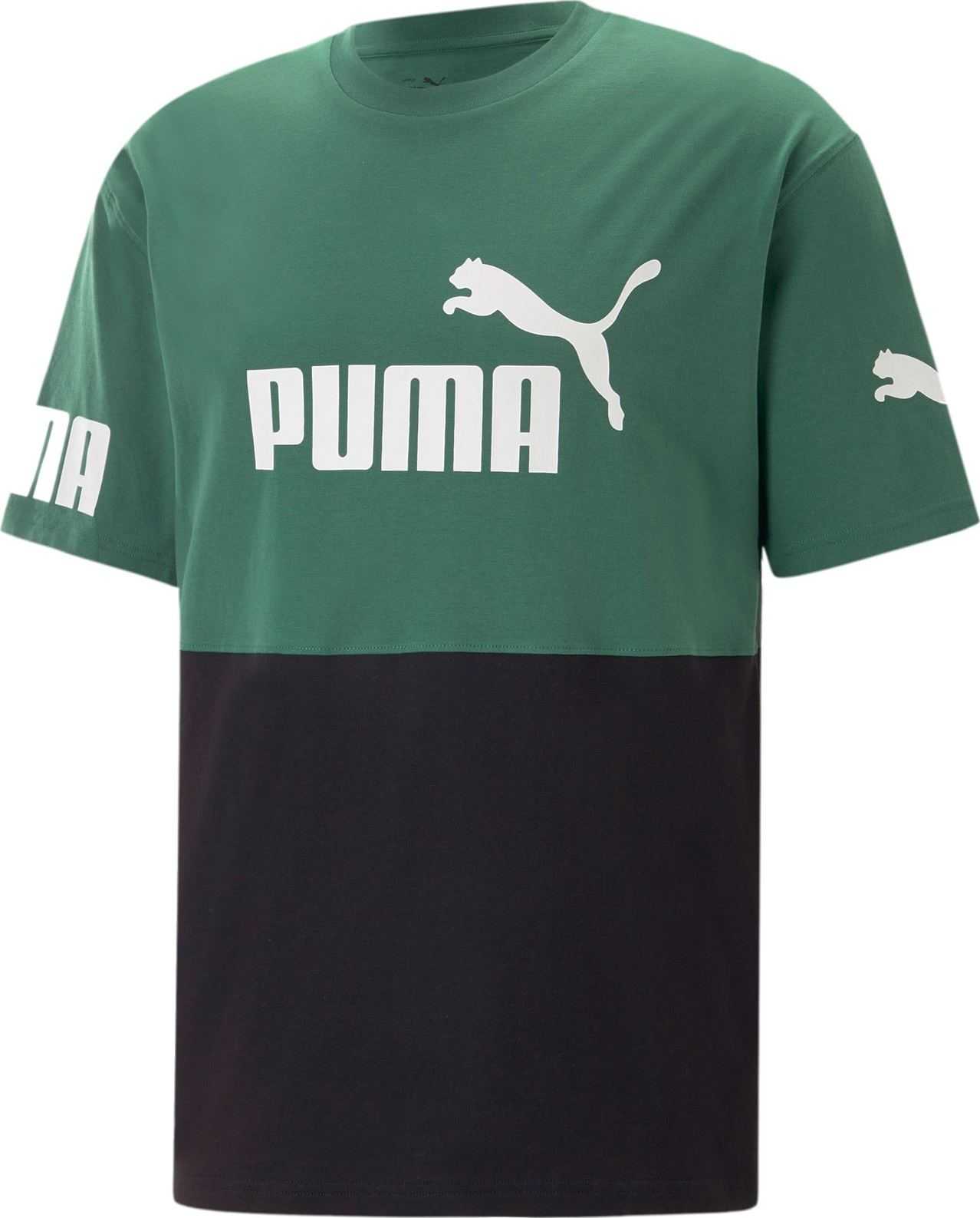 PUMA Funkční tričko zelená / černá / bílá