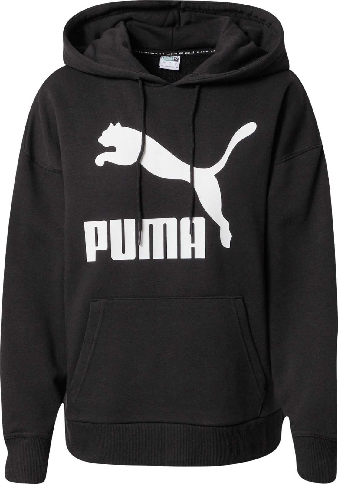 PUMA Mikina černá / bílá