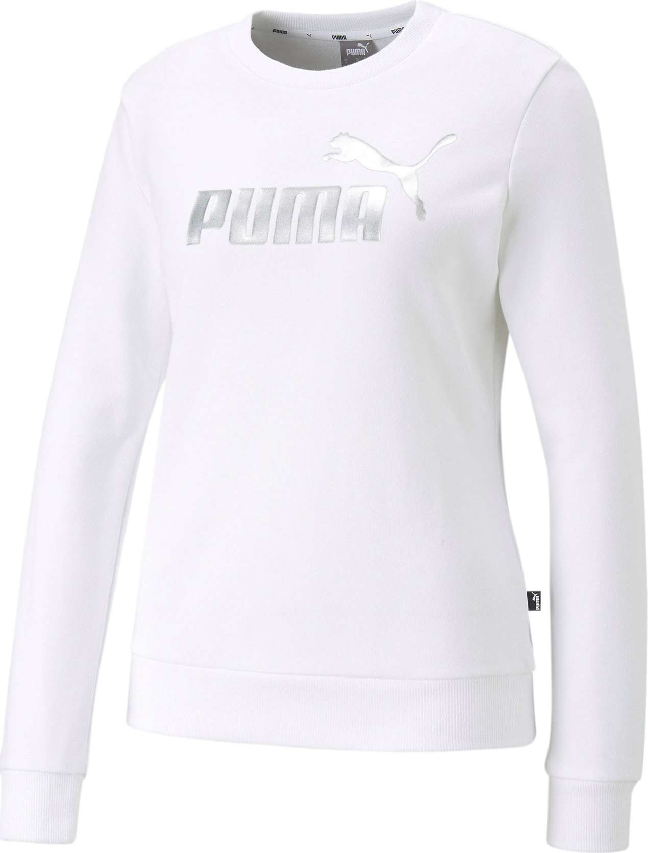 PUMA Sportovní mikina stříbrná / bílá