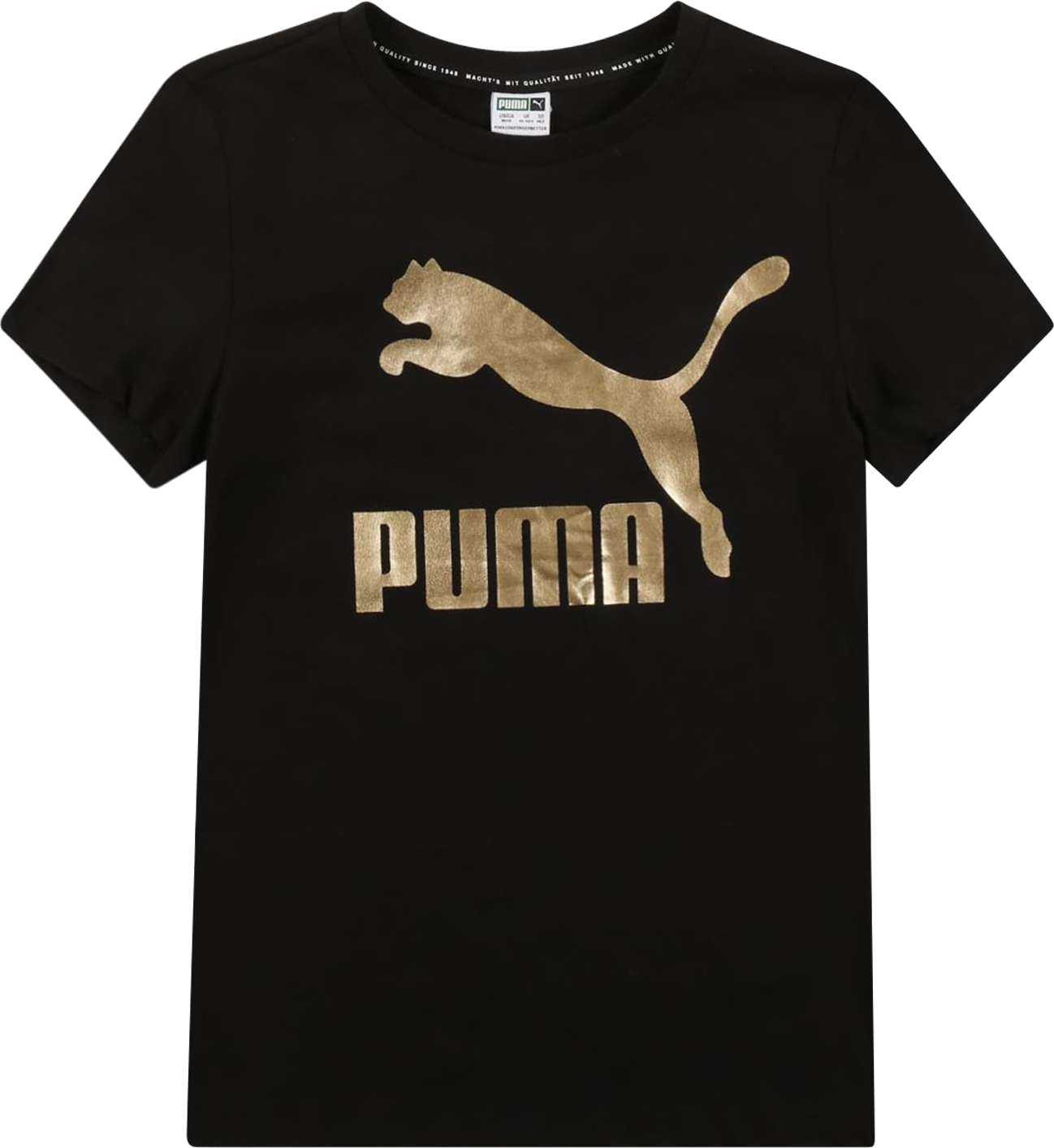 PUMA Tričko zlatá / černá