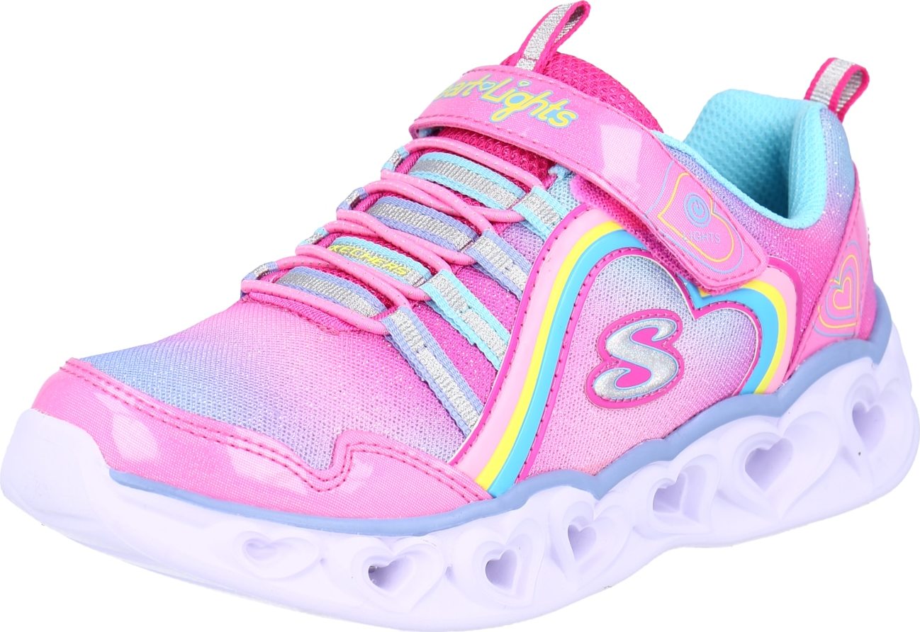 SKECHERS Tenisky svítivě modrá / svítivě žlutá / růžová / stříbrná