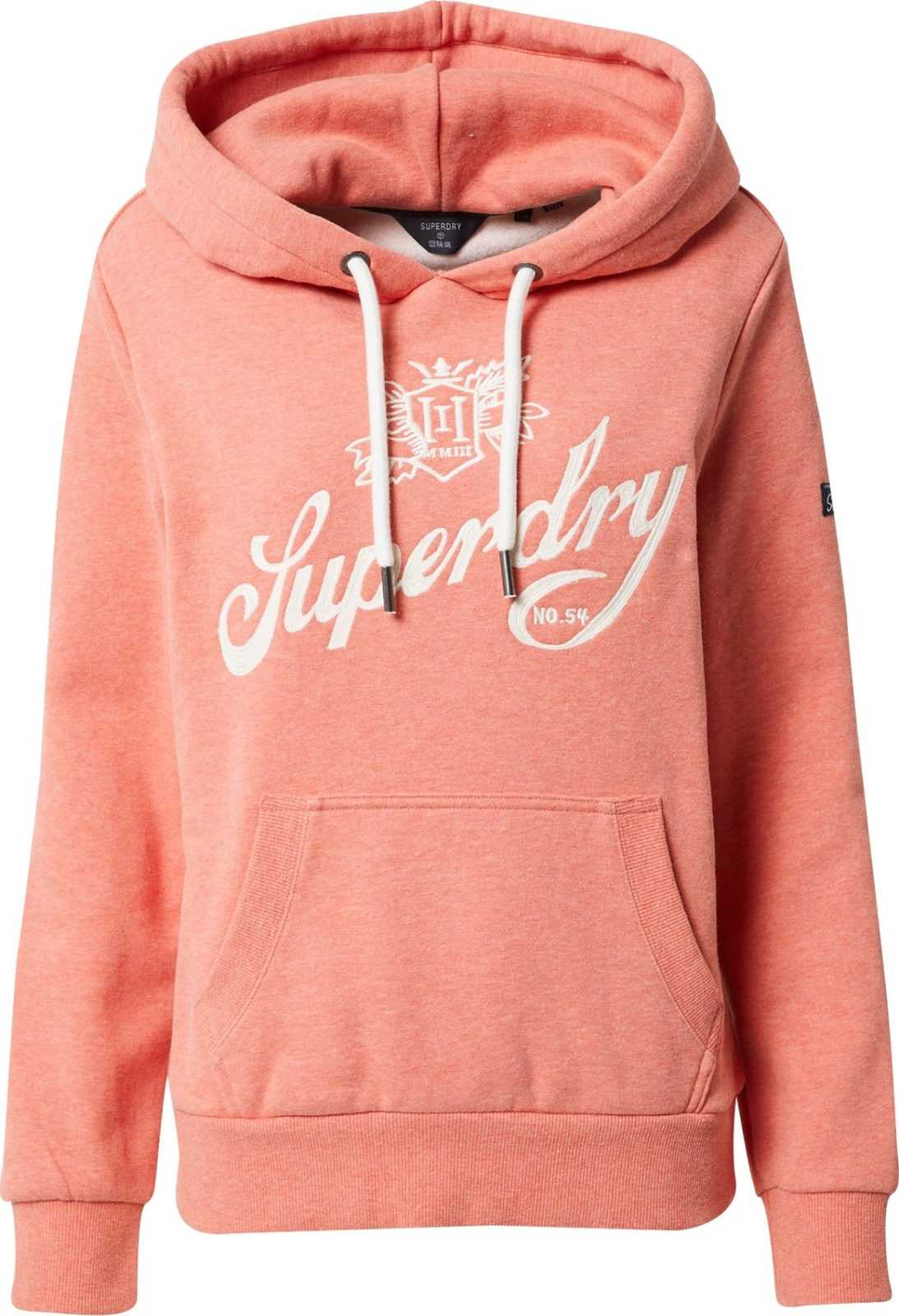 Superdry Mikina korálová / bílá