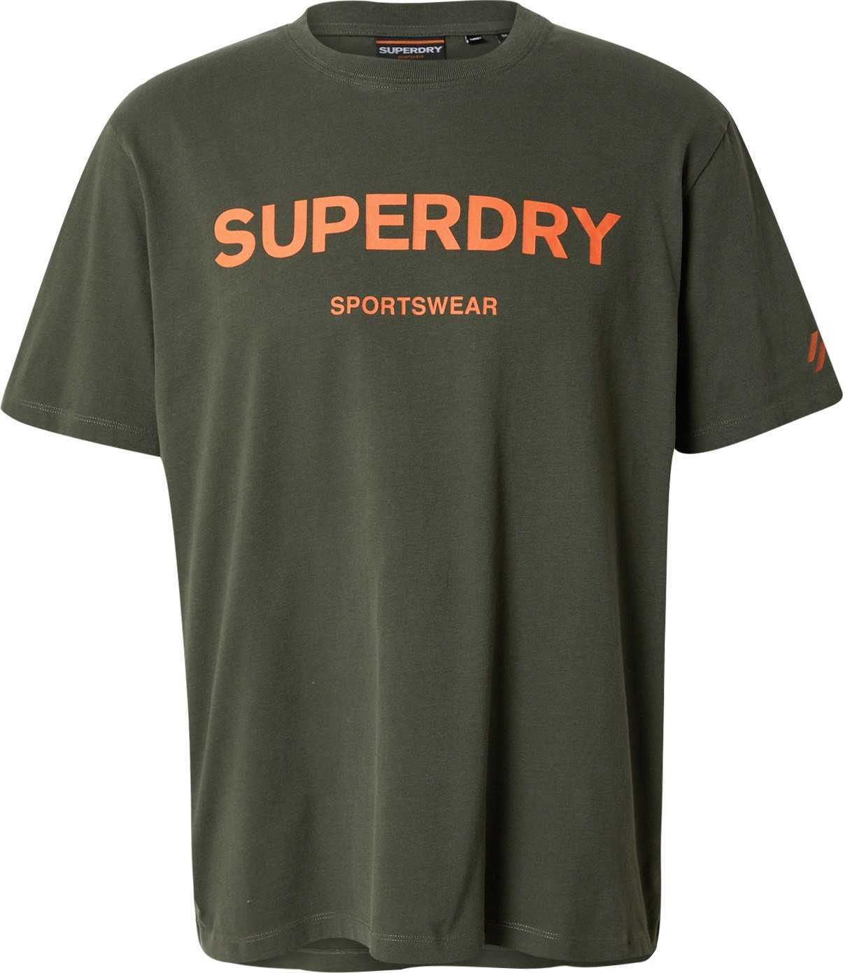 Superdry Tričko khaki / oranžová