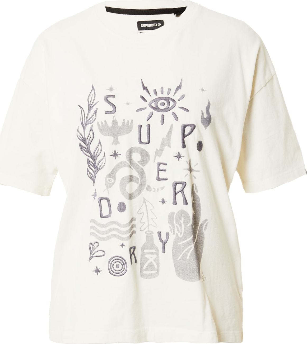 Superdry Tričko stříbrně šedá / kouřově šedá / bílá