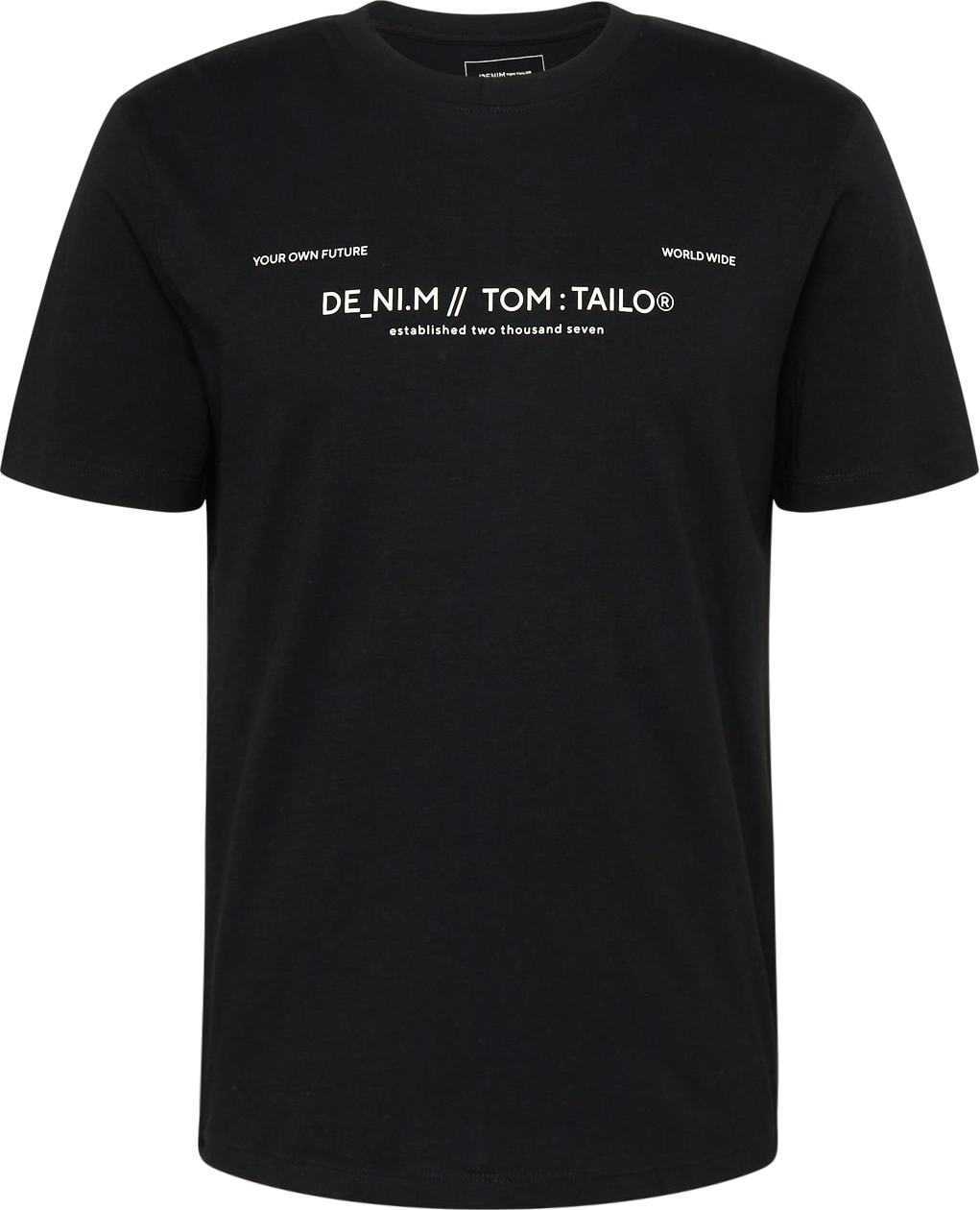 TOM TAILOR DENIM Tričko černá / bílá