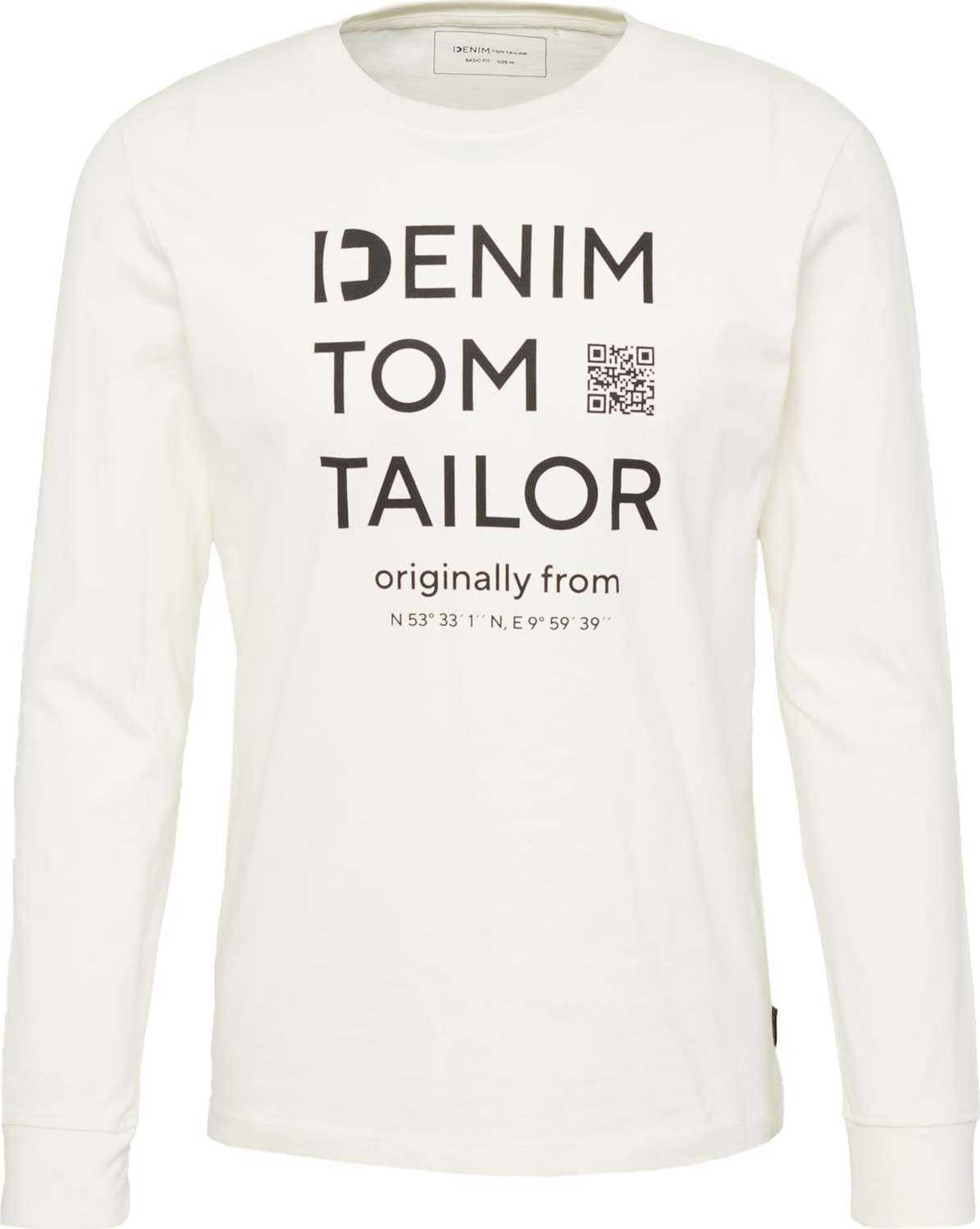 TOM TAILOR DENIM Tričko černá / bílá