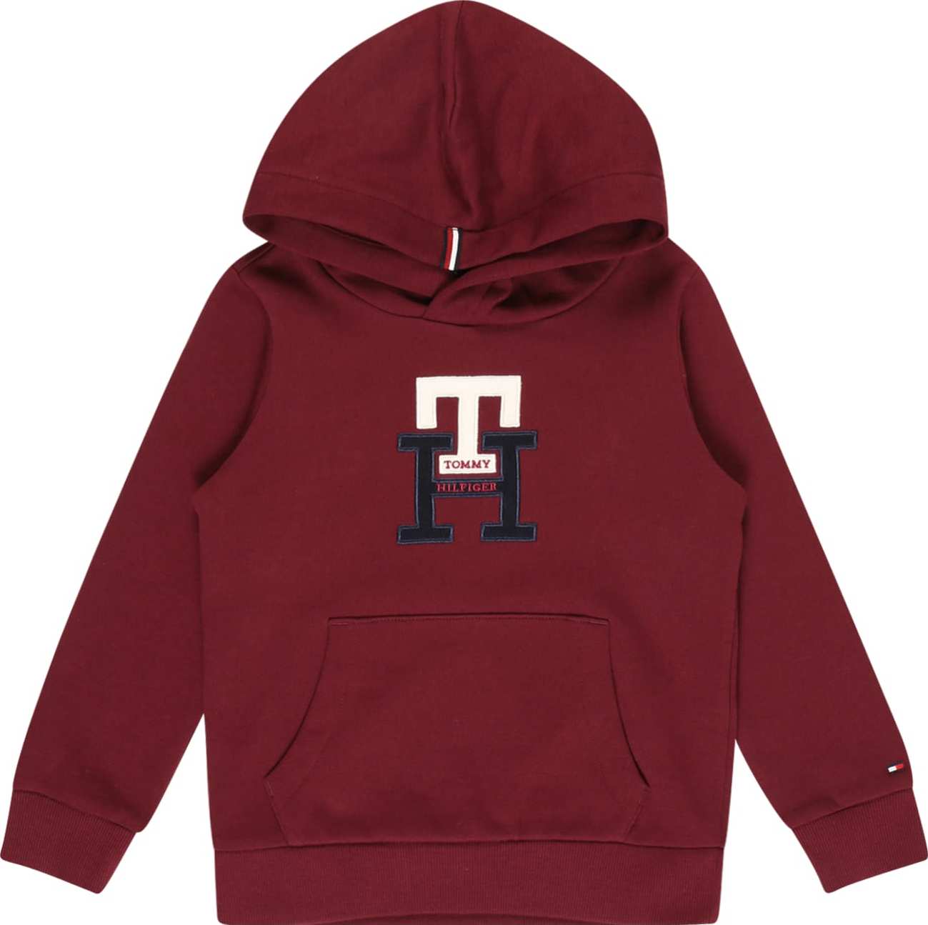 TOMMY HILFIGER Mikina burgundská červeň / černá / bílá