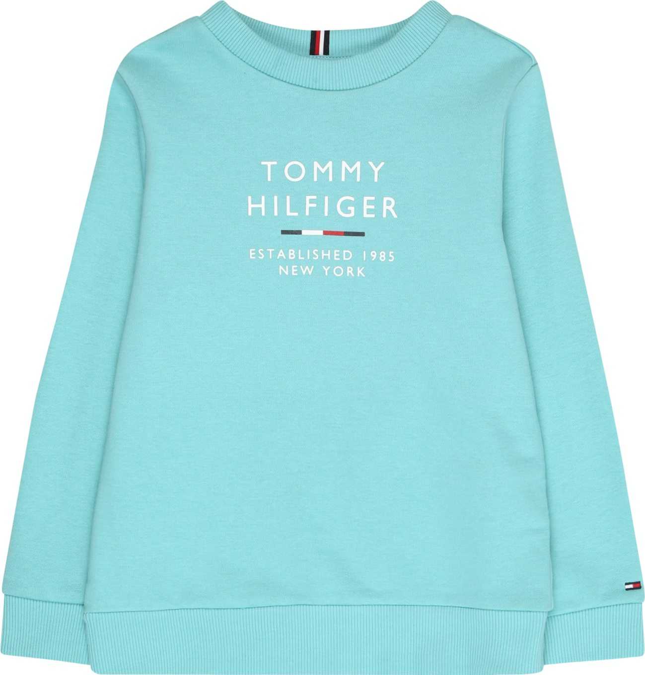 TOMMY HILFIGER Mikina námořnická modř / aqua modrá / červená / bílá