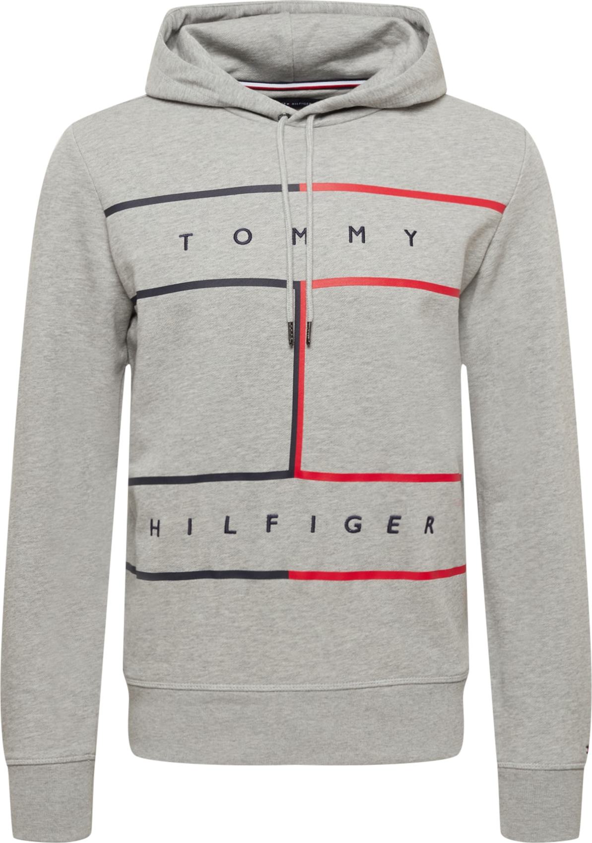 TOMMY HILFIGER Mikina námořnická modř / šedý melír / červená