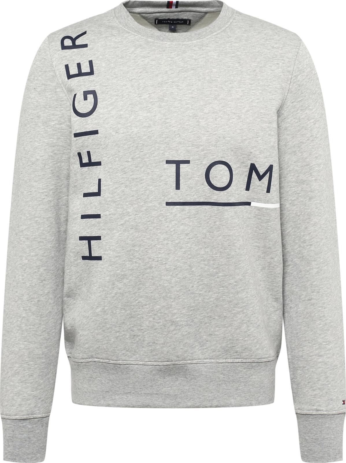 TOMMY HILFIGER Mikina námořnická modř / šedá / červená / bílá