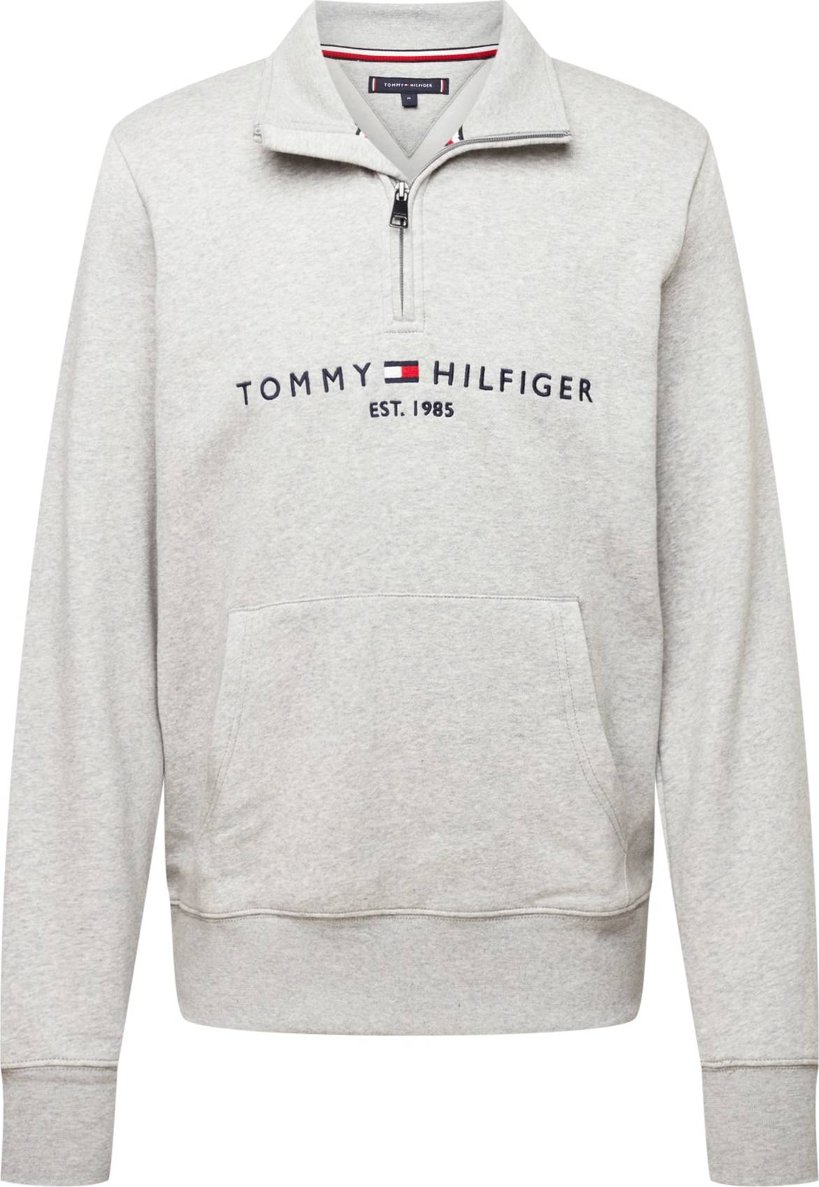 TOMMY HILFIGER Mikina noční modrá / šedý melír / červená / bílá