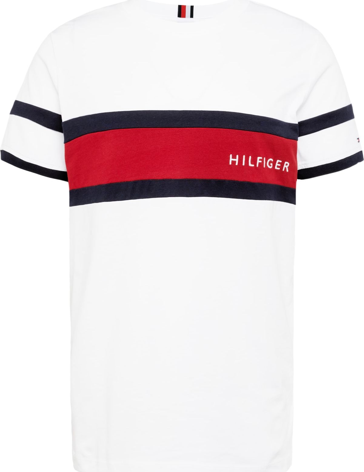 TOMMY HILFIGER Tričko marine modrá / tmavě červená / bílá