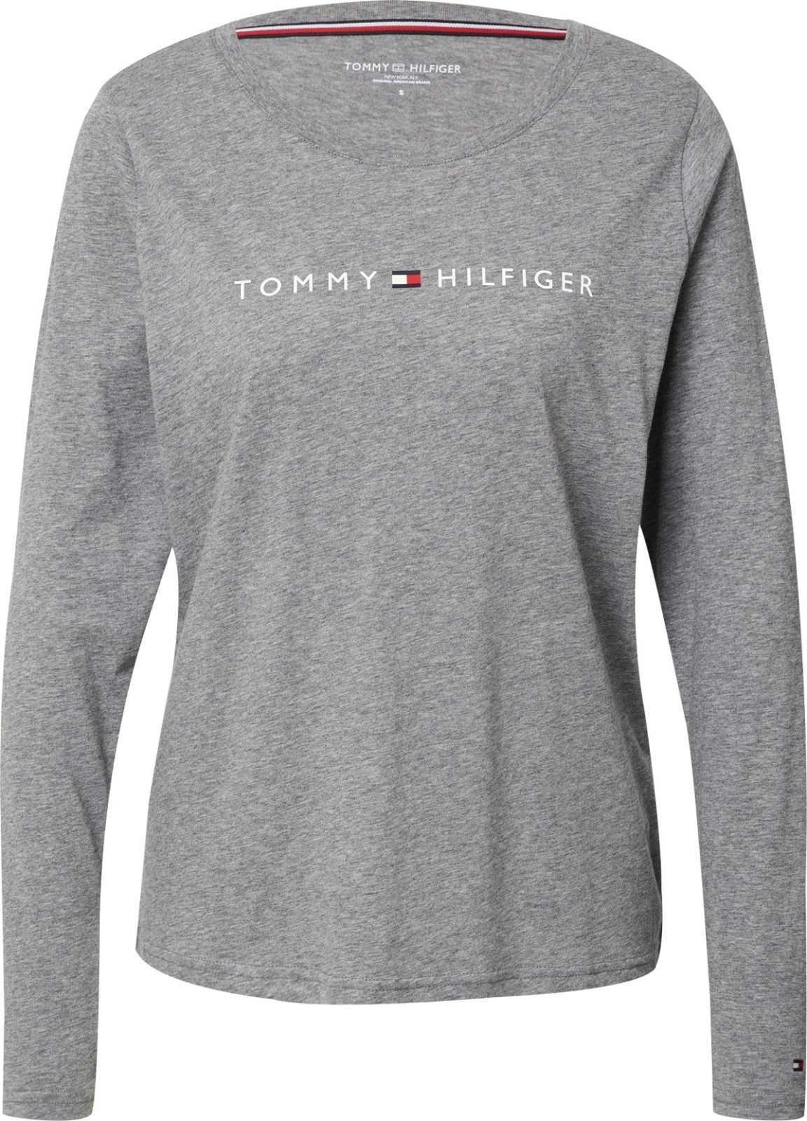 TOMMY HILFIGER Tričko noční modrá / šedý melír / jasně červená / bílá