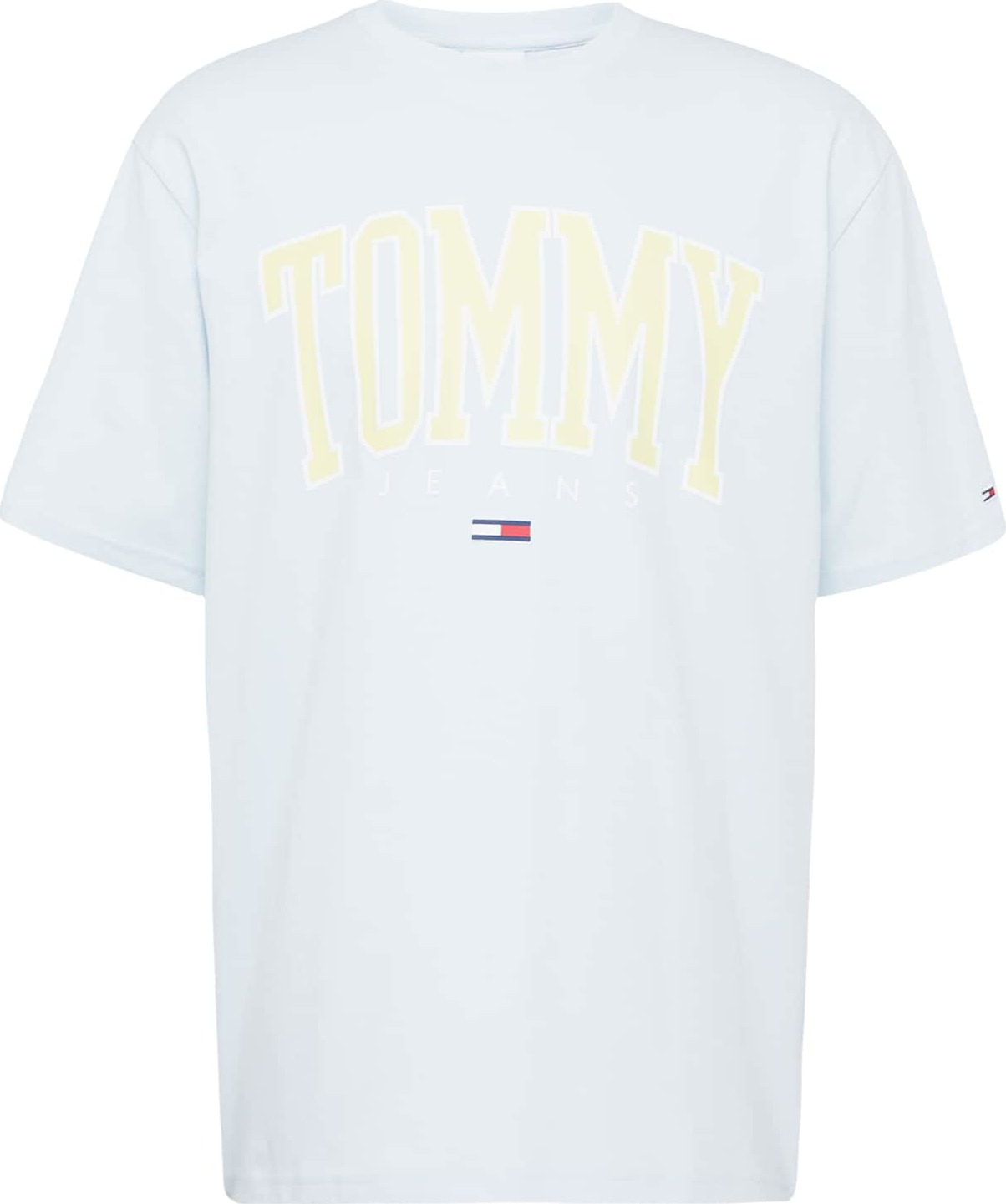 TOMMY HILFIGER Tričko pastelově žlutá / světle šedá / červená / bílá