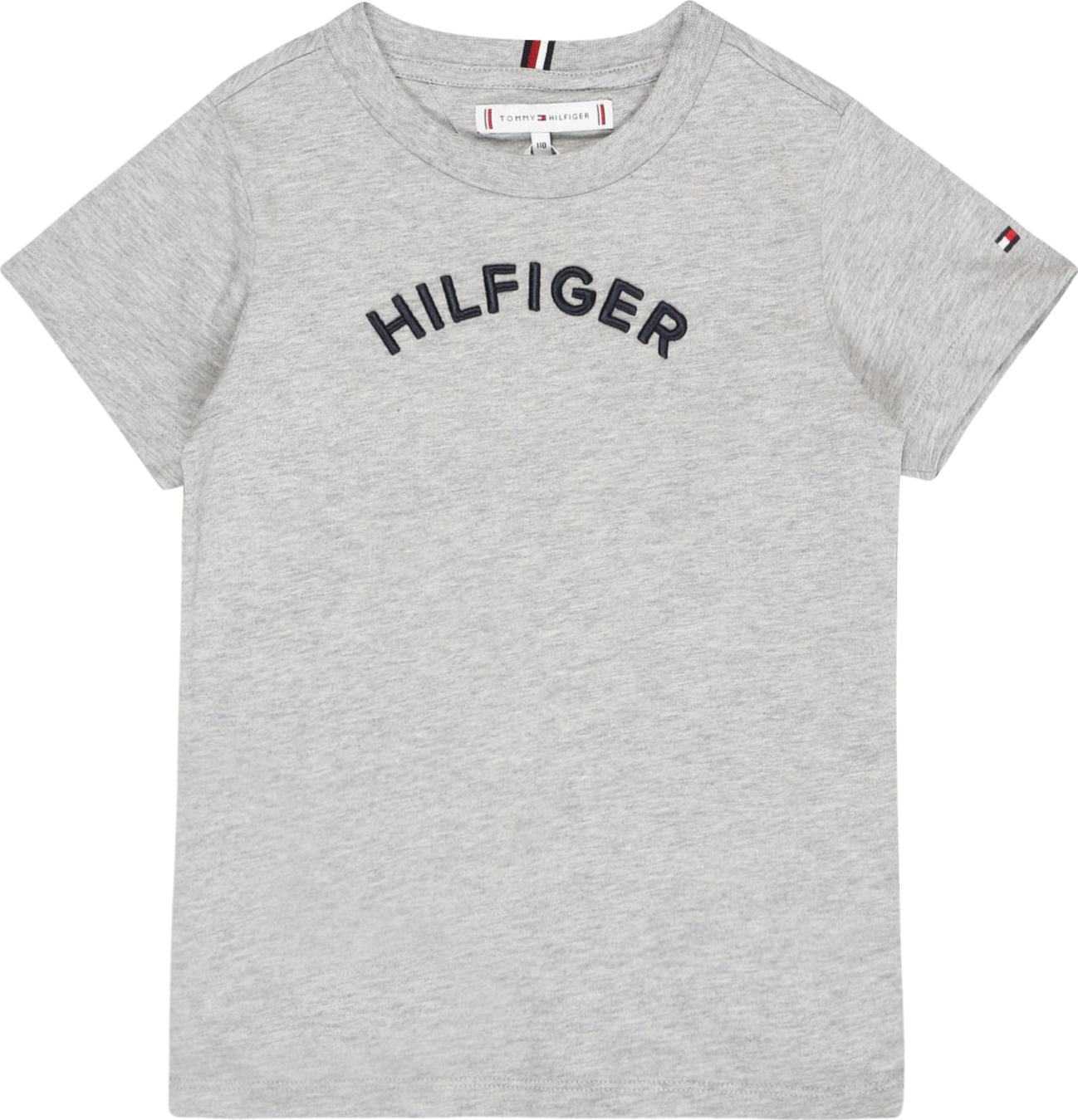 TOMMY HILFIGER Tričko šedý melír / černá