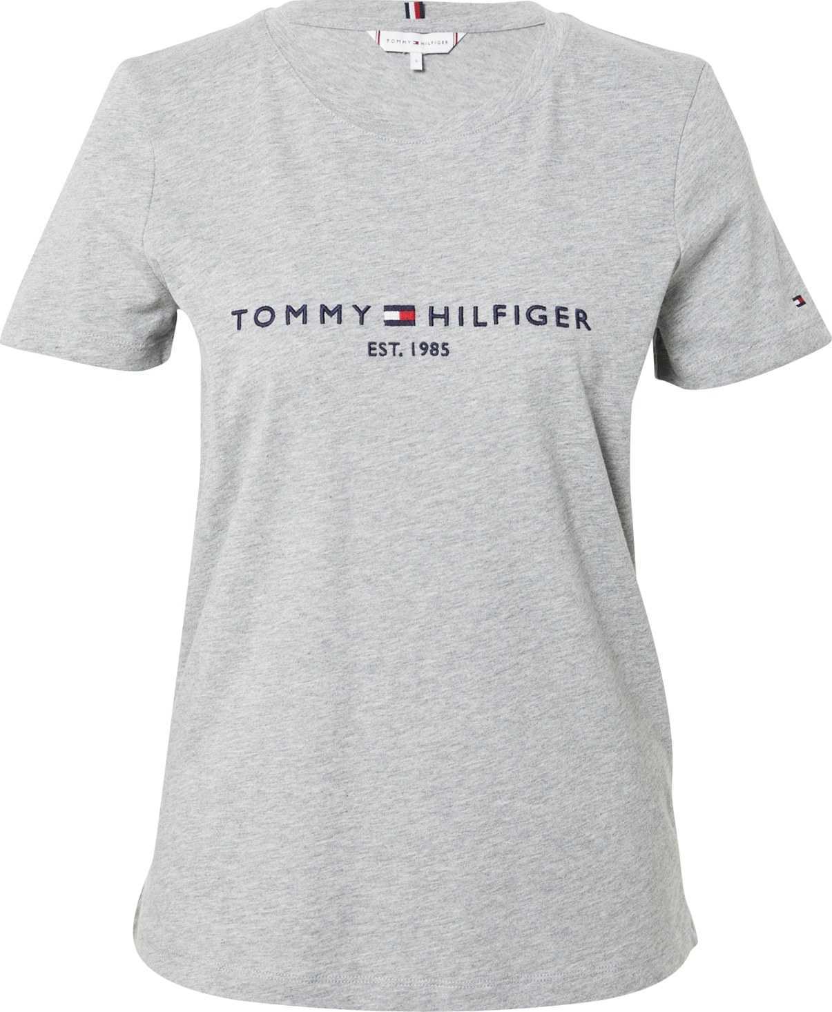 TOMMY HILFIGER Tričko námořnická modř / šedý melír / červená / bílá