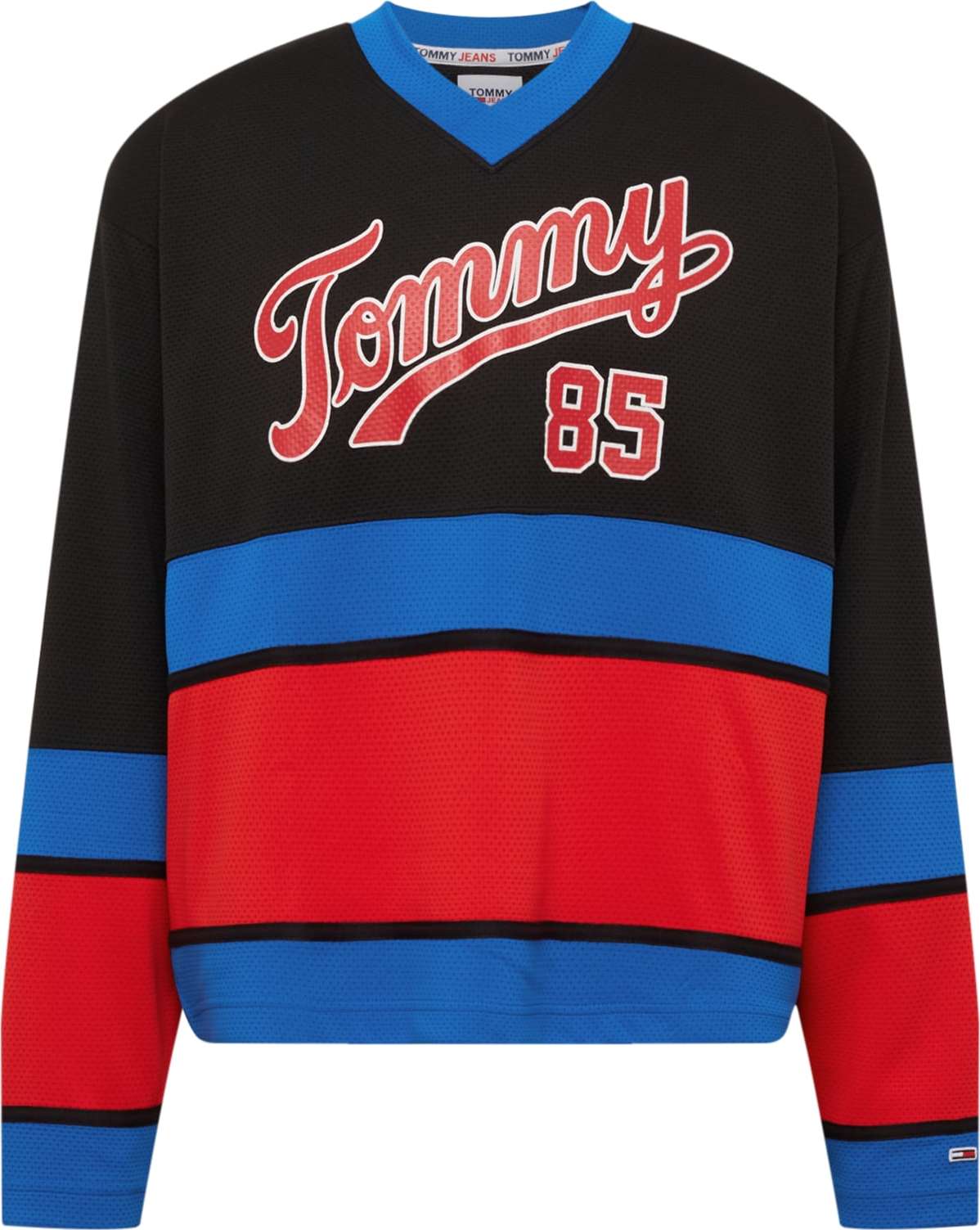 Tommy Jeans Mikina modrá / červená / černá / bílá