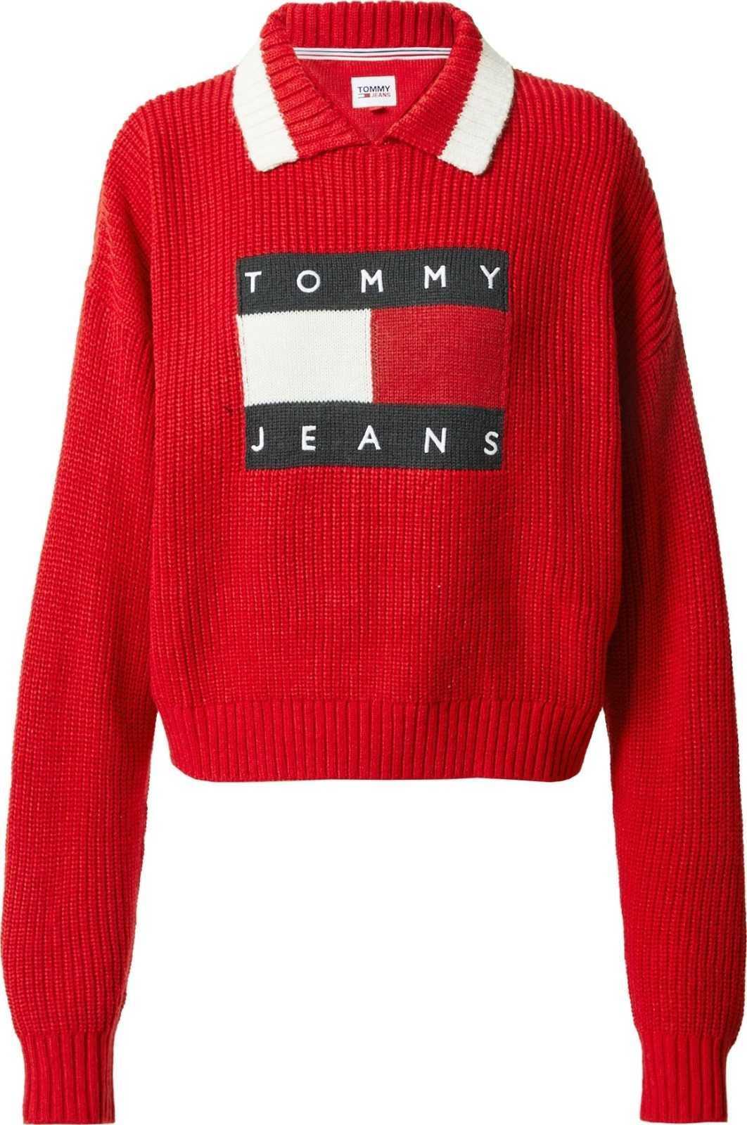 Tommy Jeans Svetr námořnická modř / červená / bílá