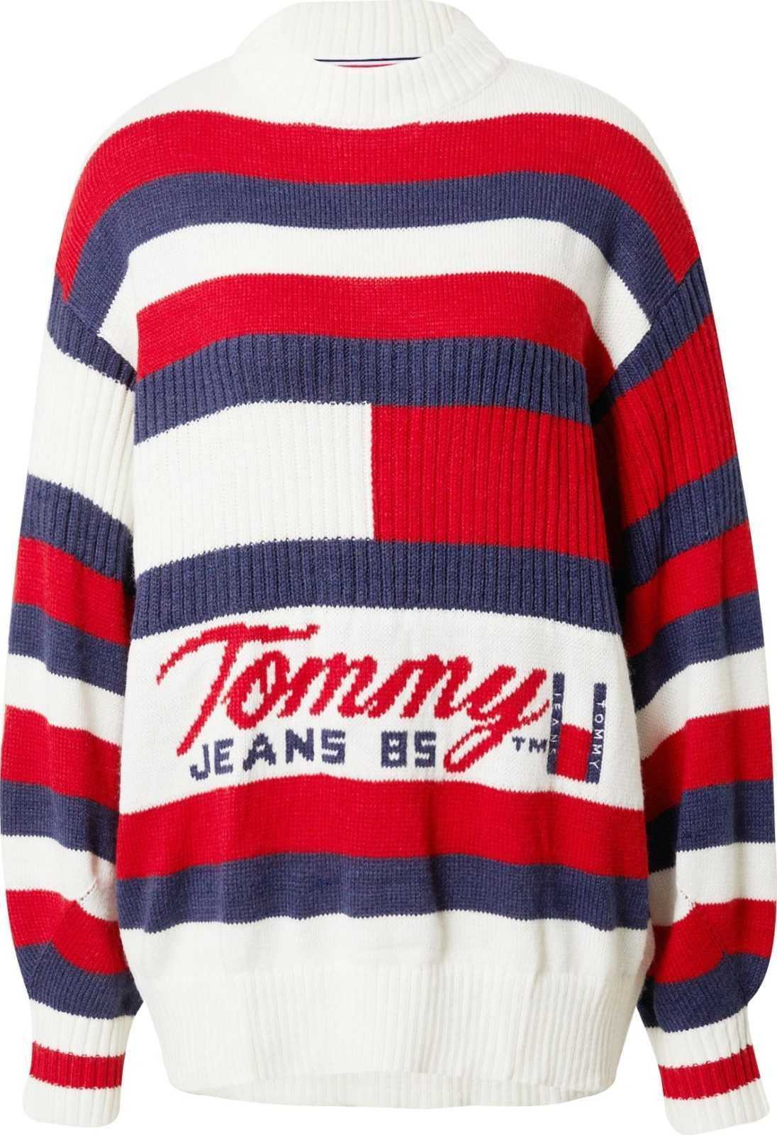 Tommy Jeans Svetr námořnická modř / červená / bílá