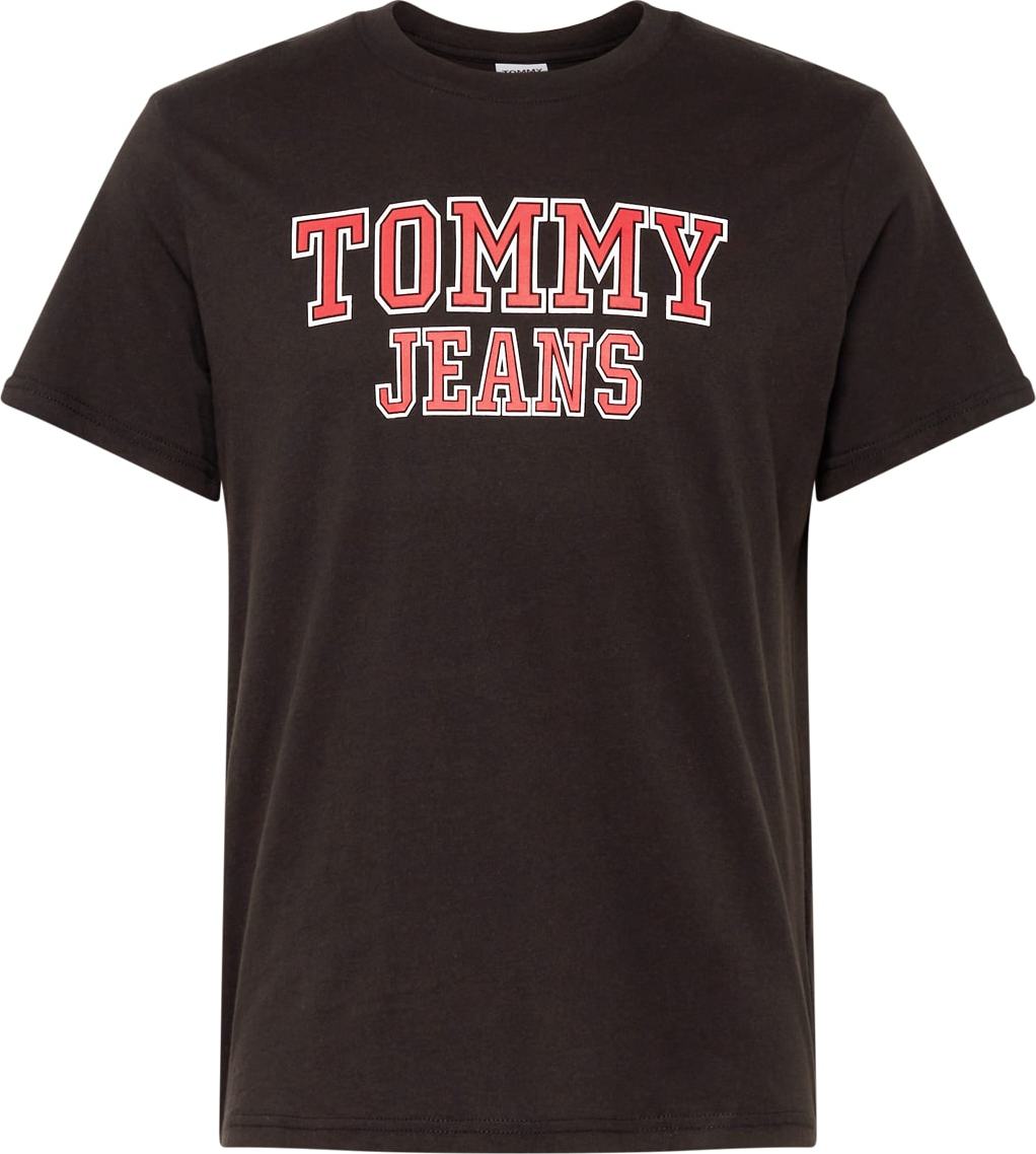 Tommy Jeans Tričko pastelově červená / černá / bílá